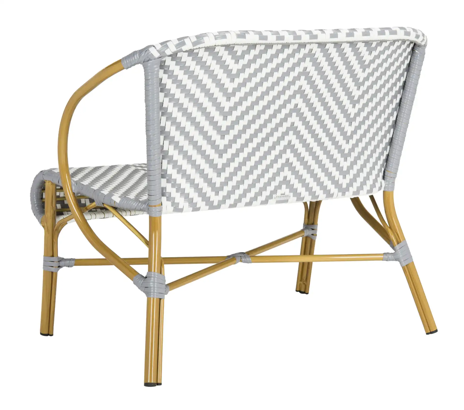 Dandra Settee in Gray / White, detail view