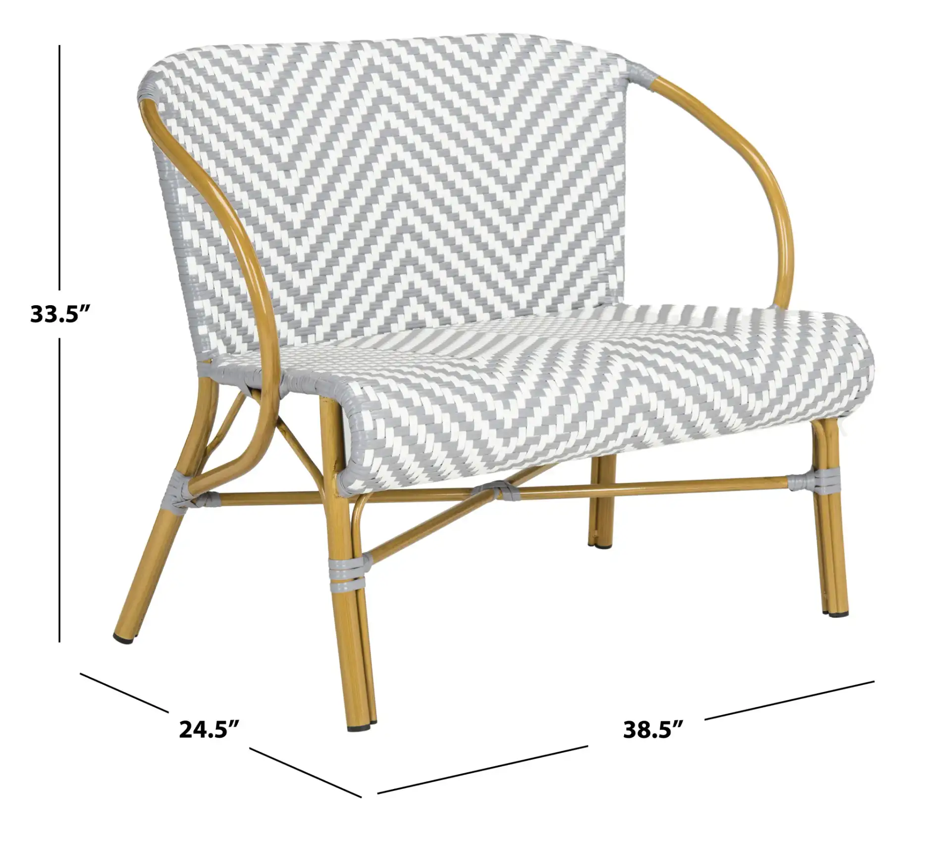 Dandra Settee in Gray / White, detail view