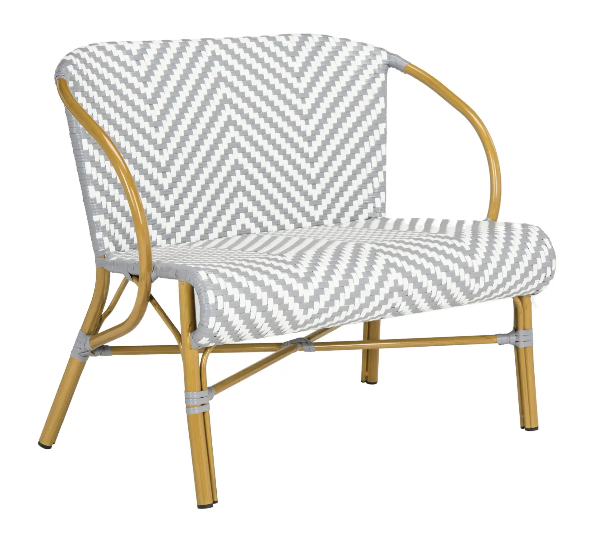 Dandra Settee in Gray / White, detail view