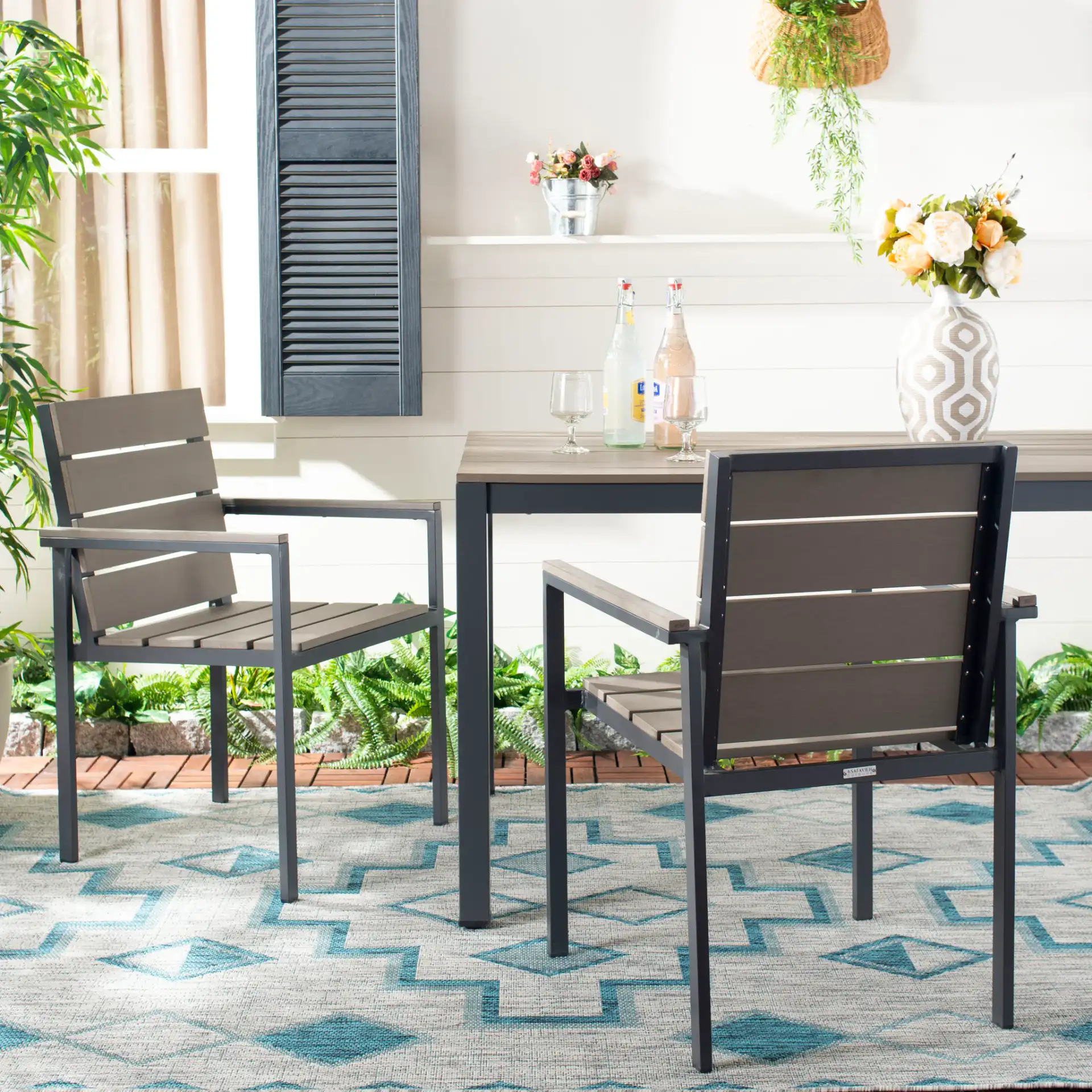 Beldan Stackable Chair (Set of 2) in Distressed Taupe in a styled room