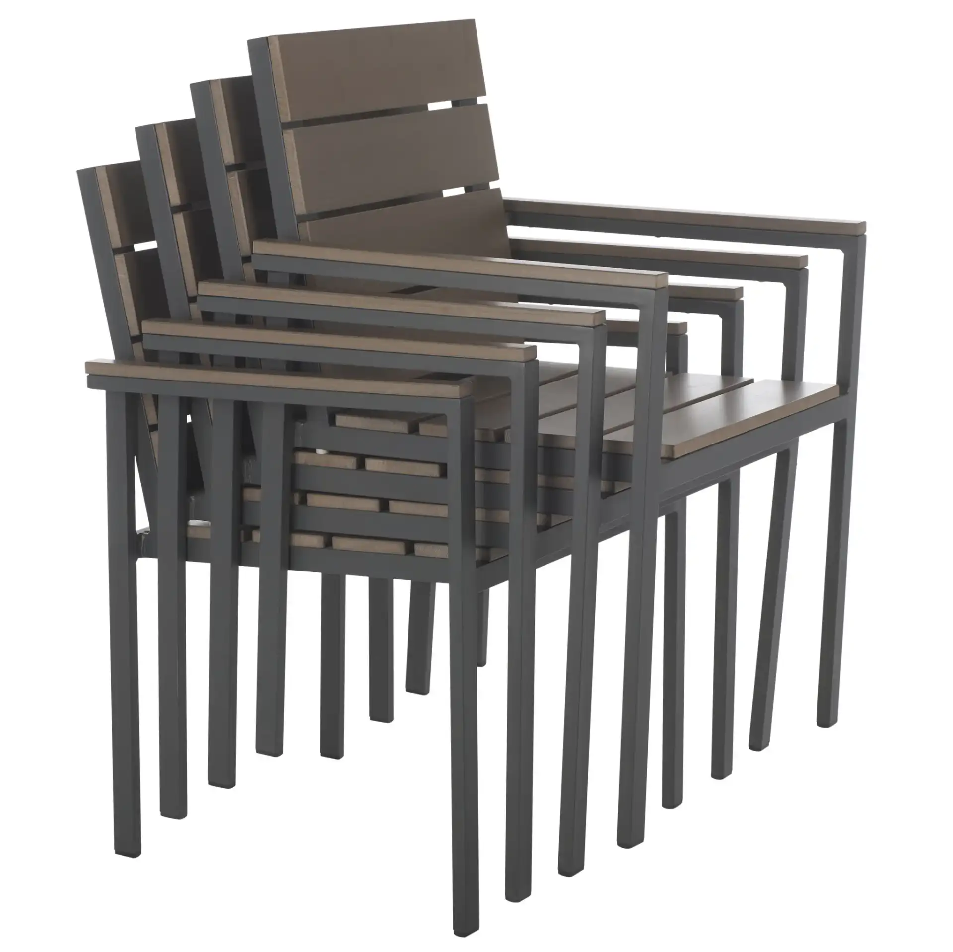 Beldan Stackable Chair (Set of 2) in Distressed Taupe, detail view