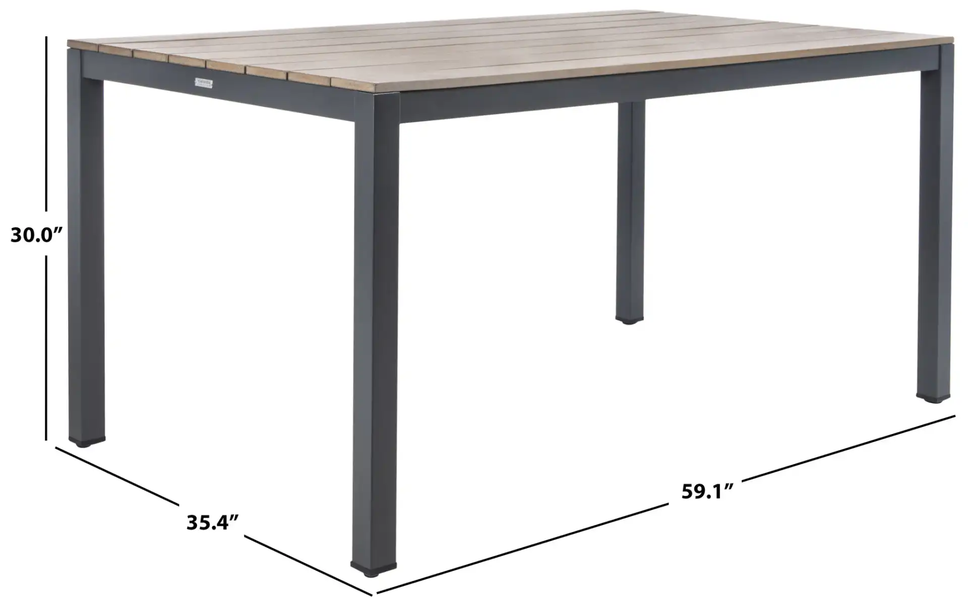 Beldan Dining Table in Distressed Taupe, detail view