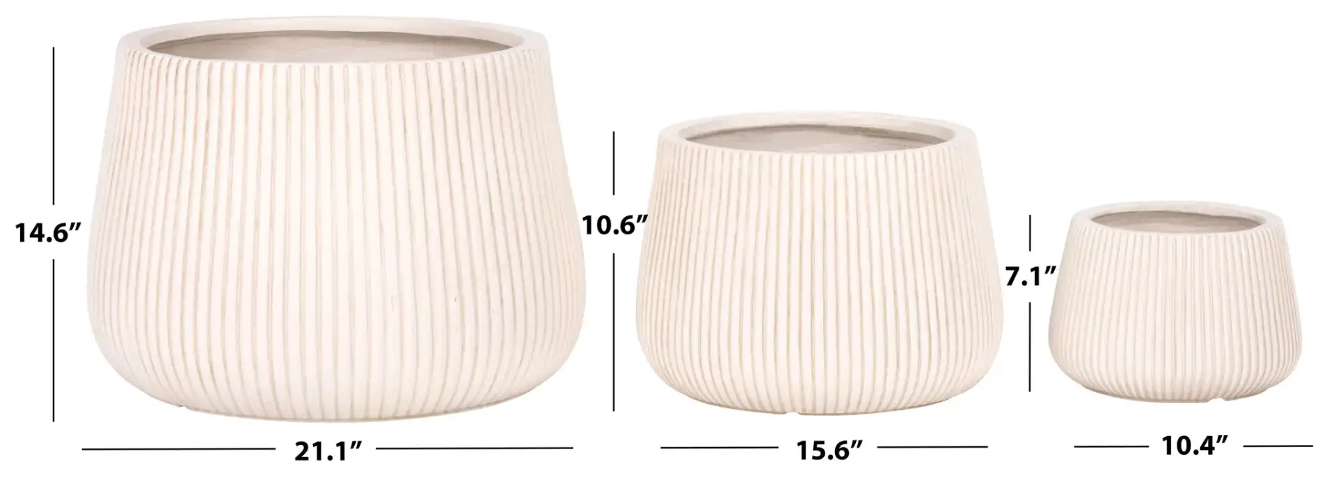 Sara Three-Piece Planter Pot Set in Beige, detail view