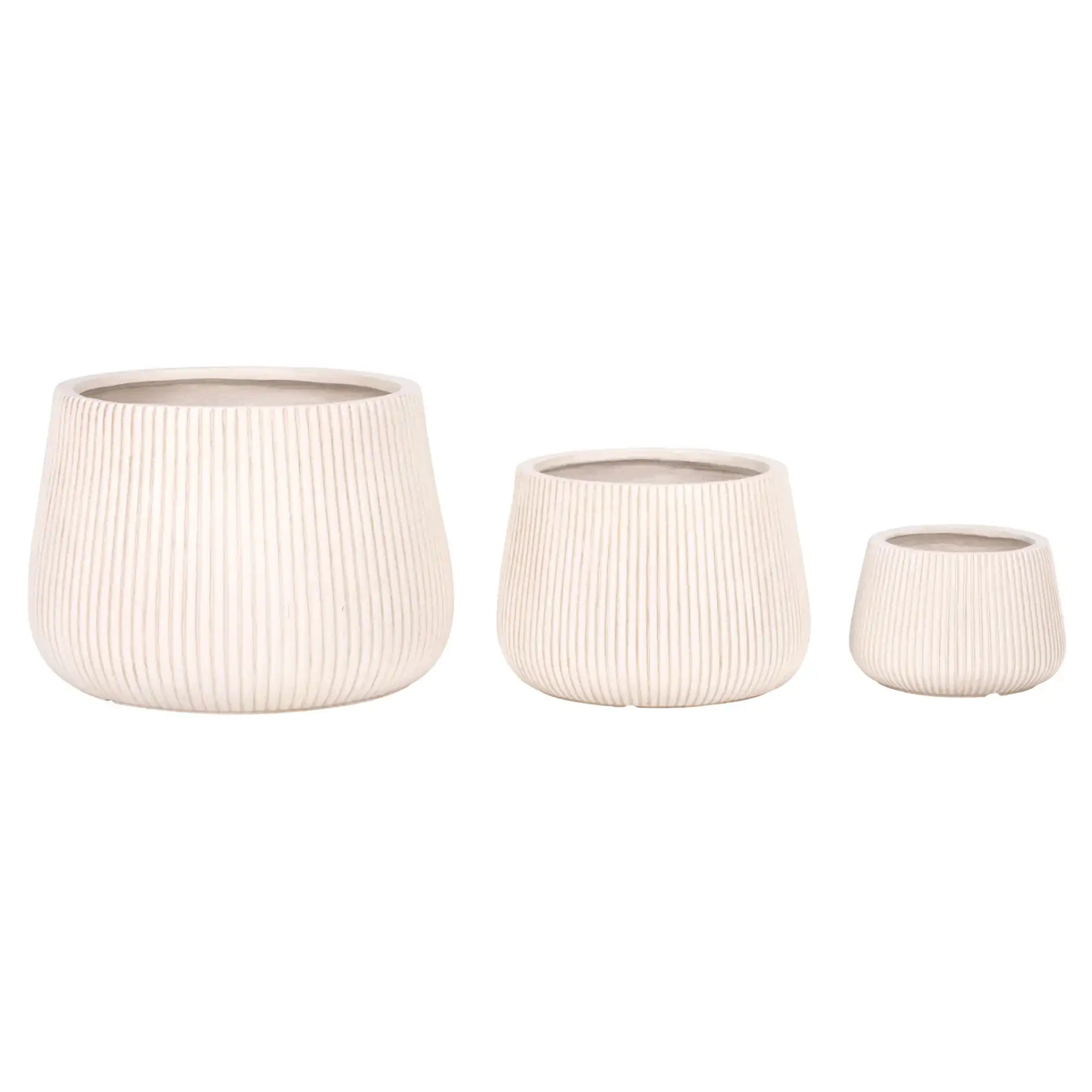 Sara Three-Piece Planter Pot Set in Beige, detail view