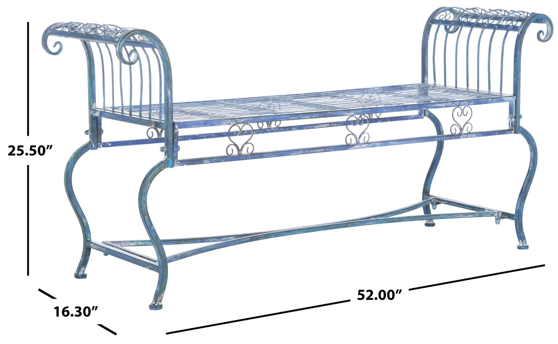 Brielle Bench in Antique Blue, detail view