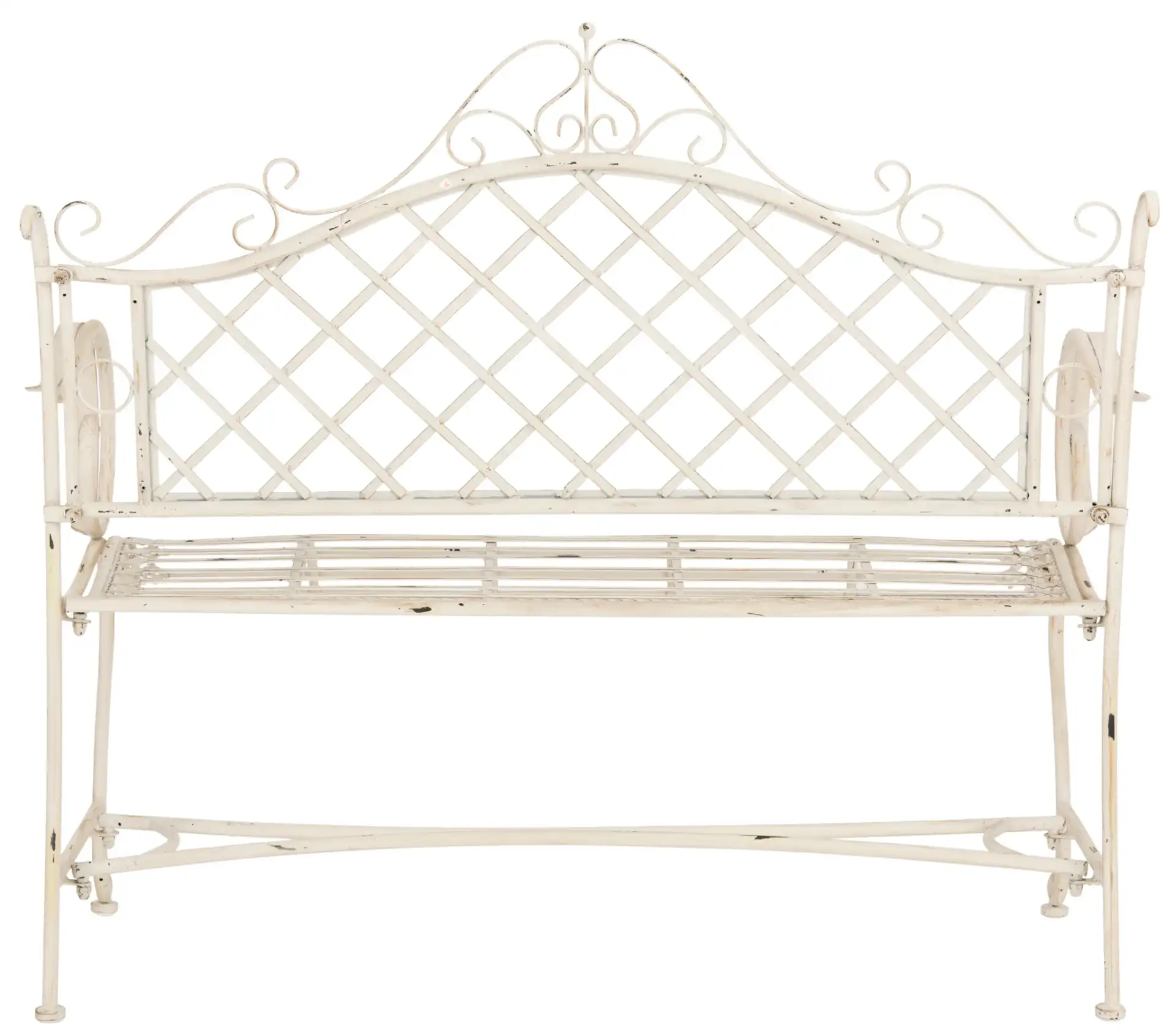 Abner Bench in Antique White, detail view