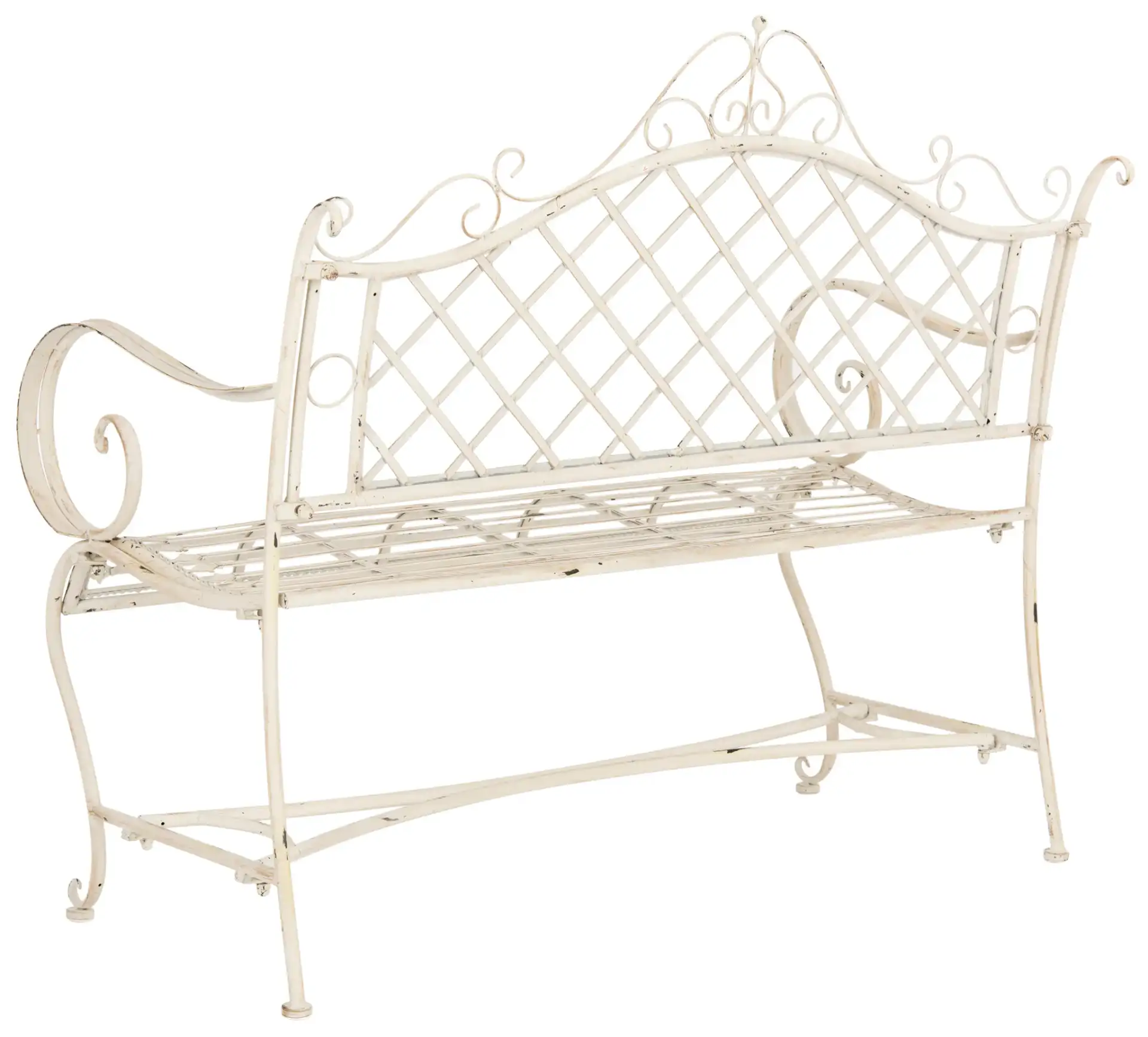 Abner Bench in Antique White, detail view