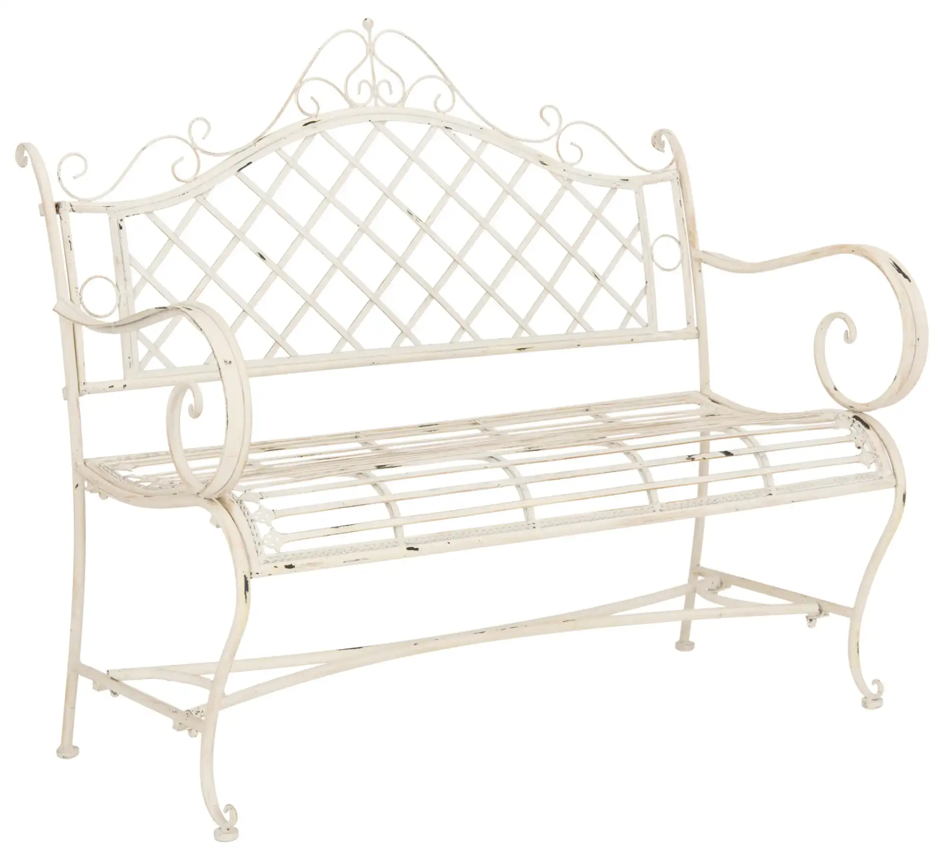 Abner Bench in Antique White, detail view
