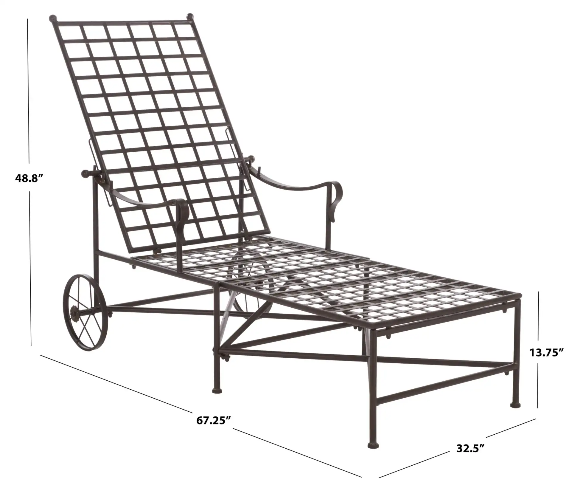 Caledonia Chaise Lounge in Rustic Brown, detail view