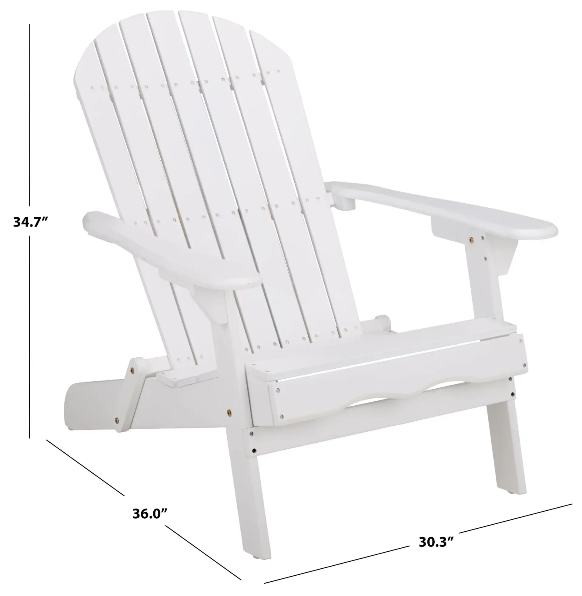 Eden Adirondack Chair in White, detail view