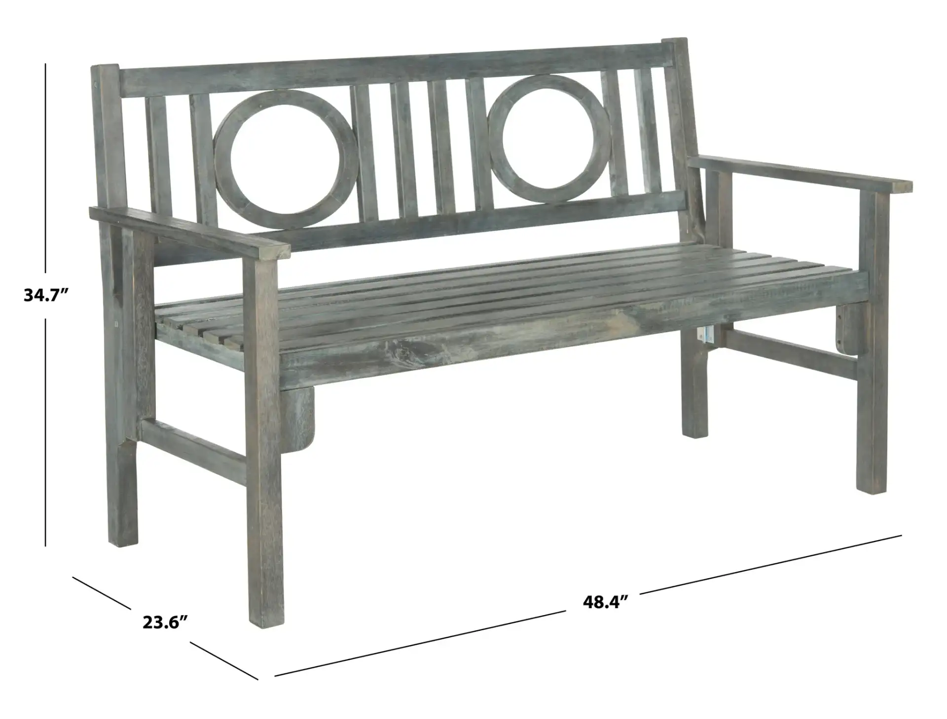 Piedmont Folding Bench in Ash Gray, detail view