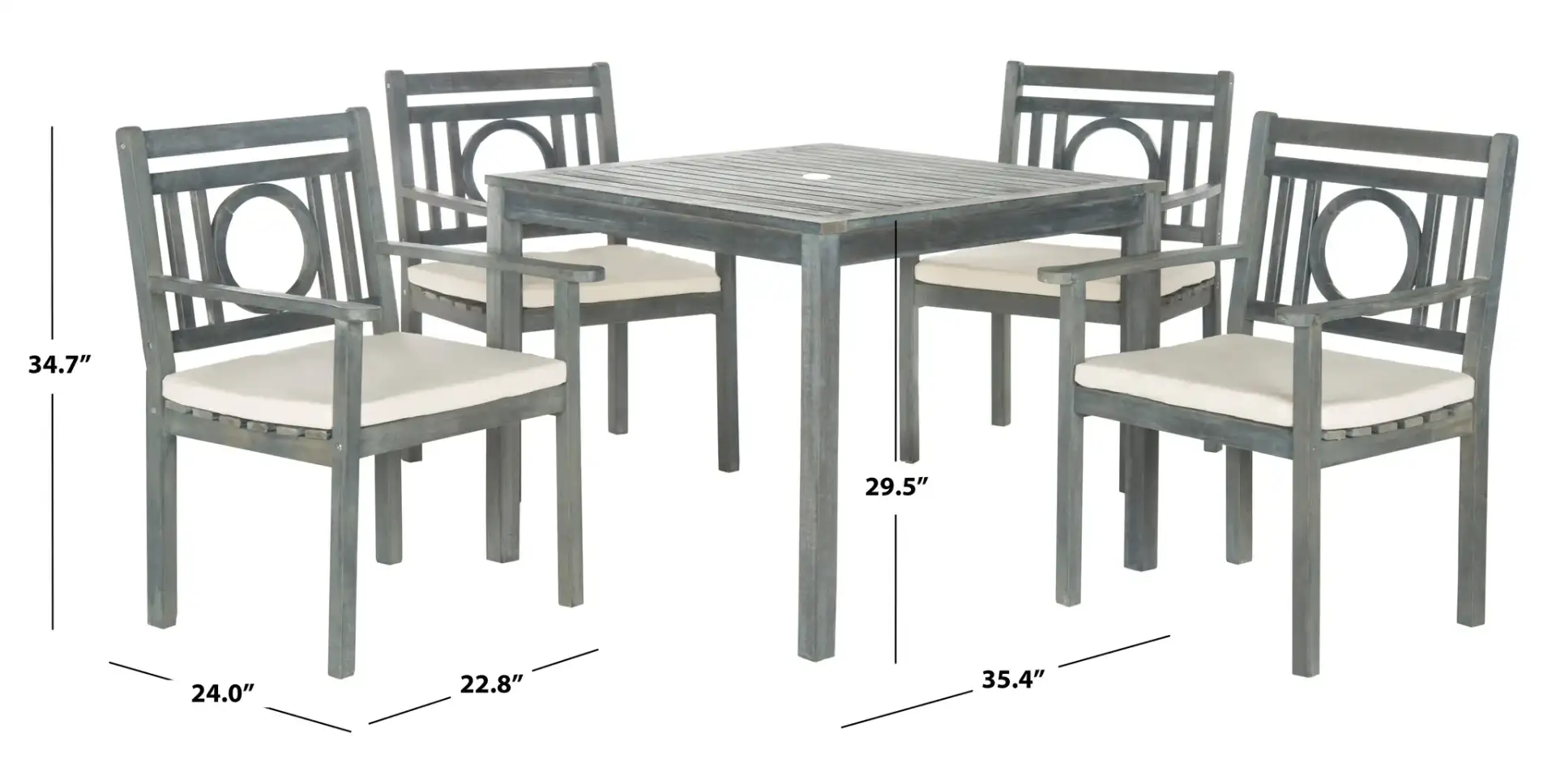Montclair Five-Piece Dining Set in Ash Gray / Beige, detail view