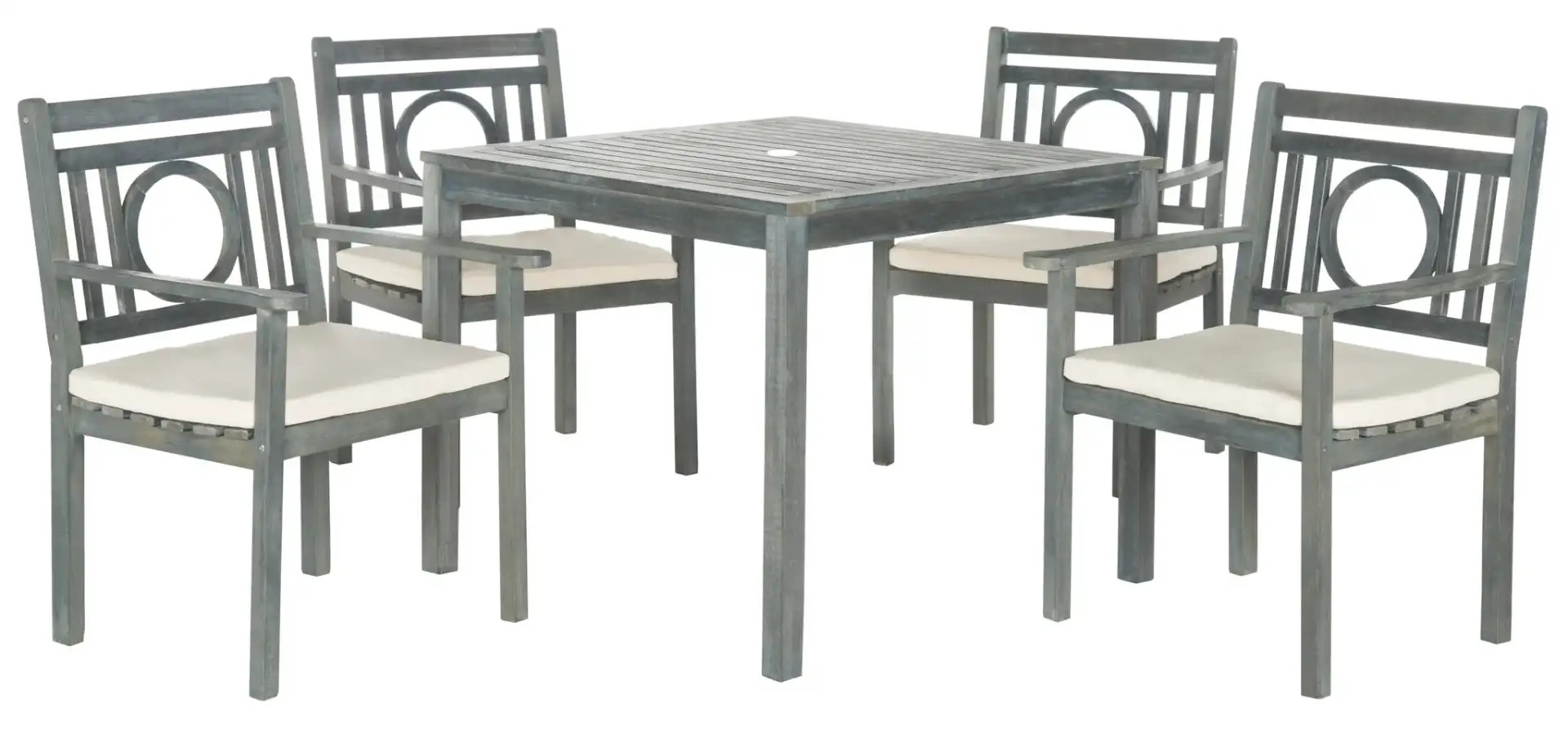 Montclair Five-Piece Dining Set in Ash Gray / Beige