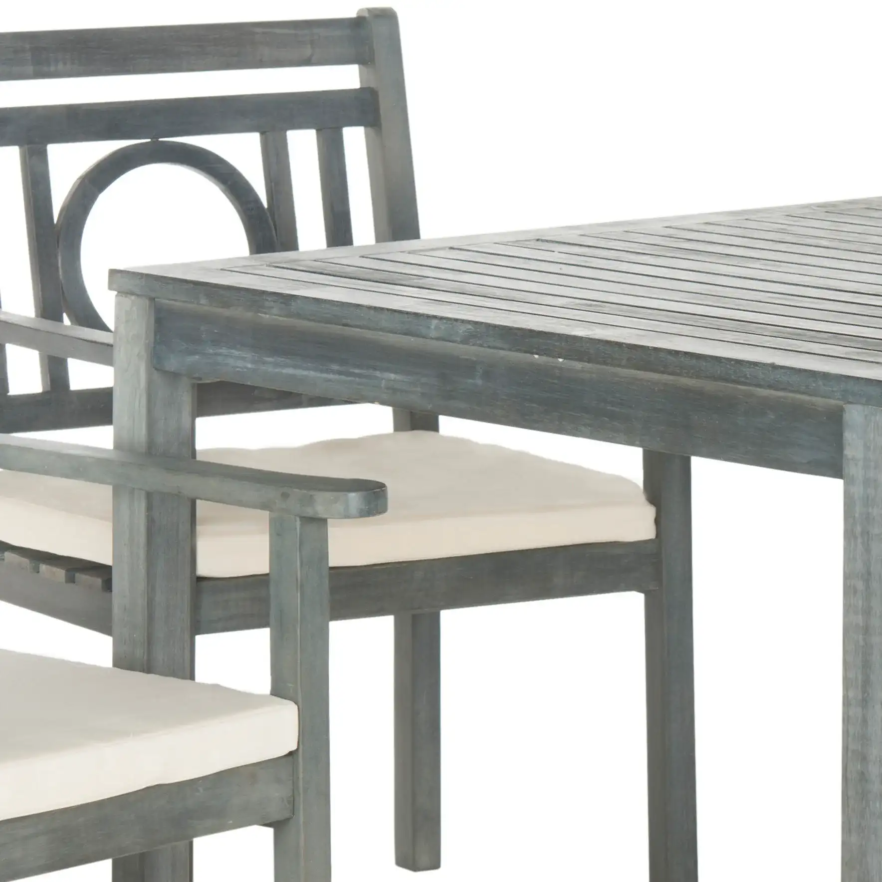 Montclair Five-Piece Dining Set in Ash Gray / Beige, detail view