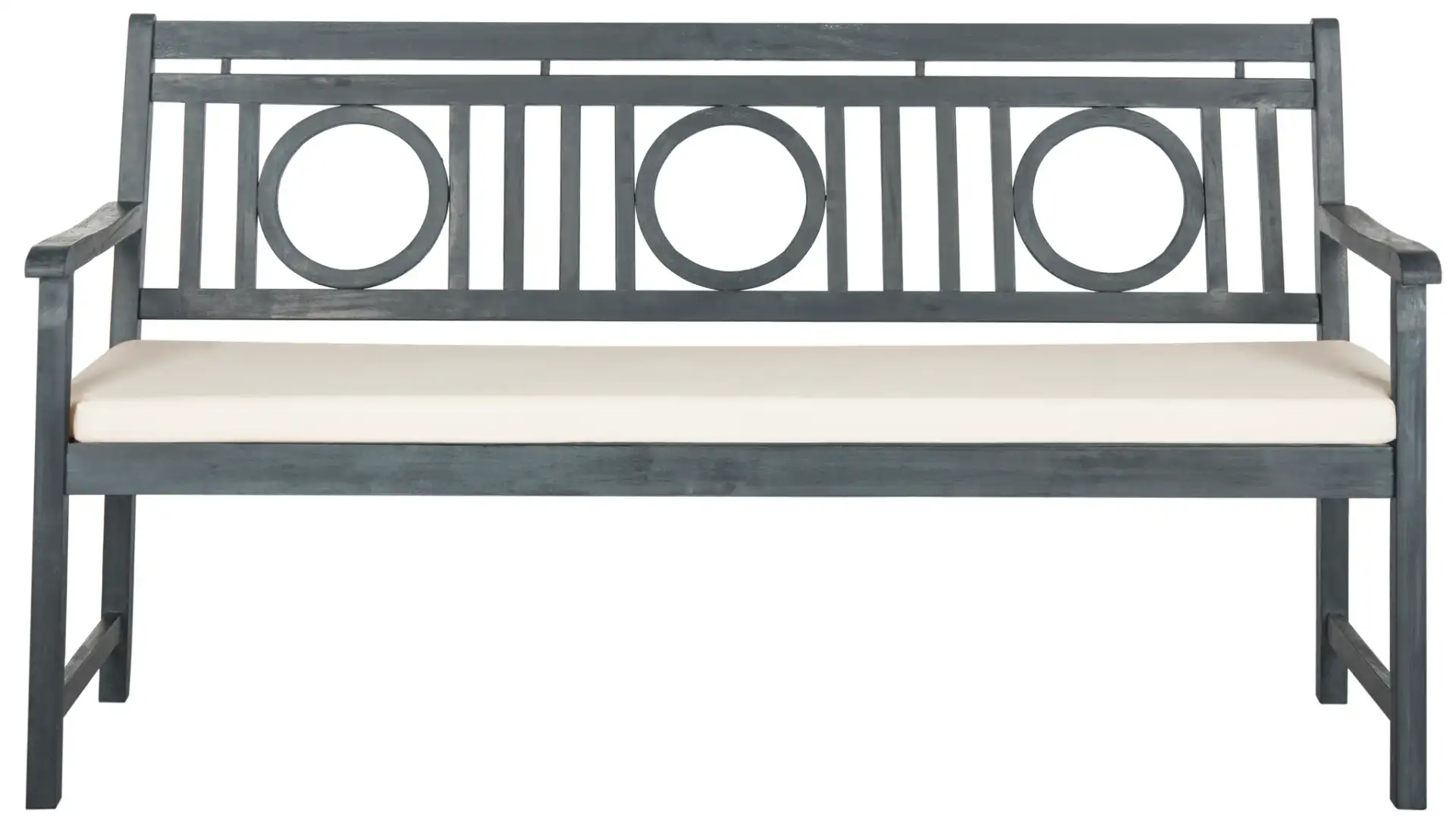 Montclair Three-Seat Bench in Ash Gray / Beige