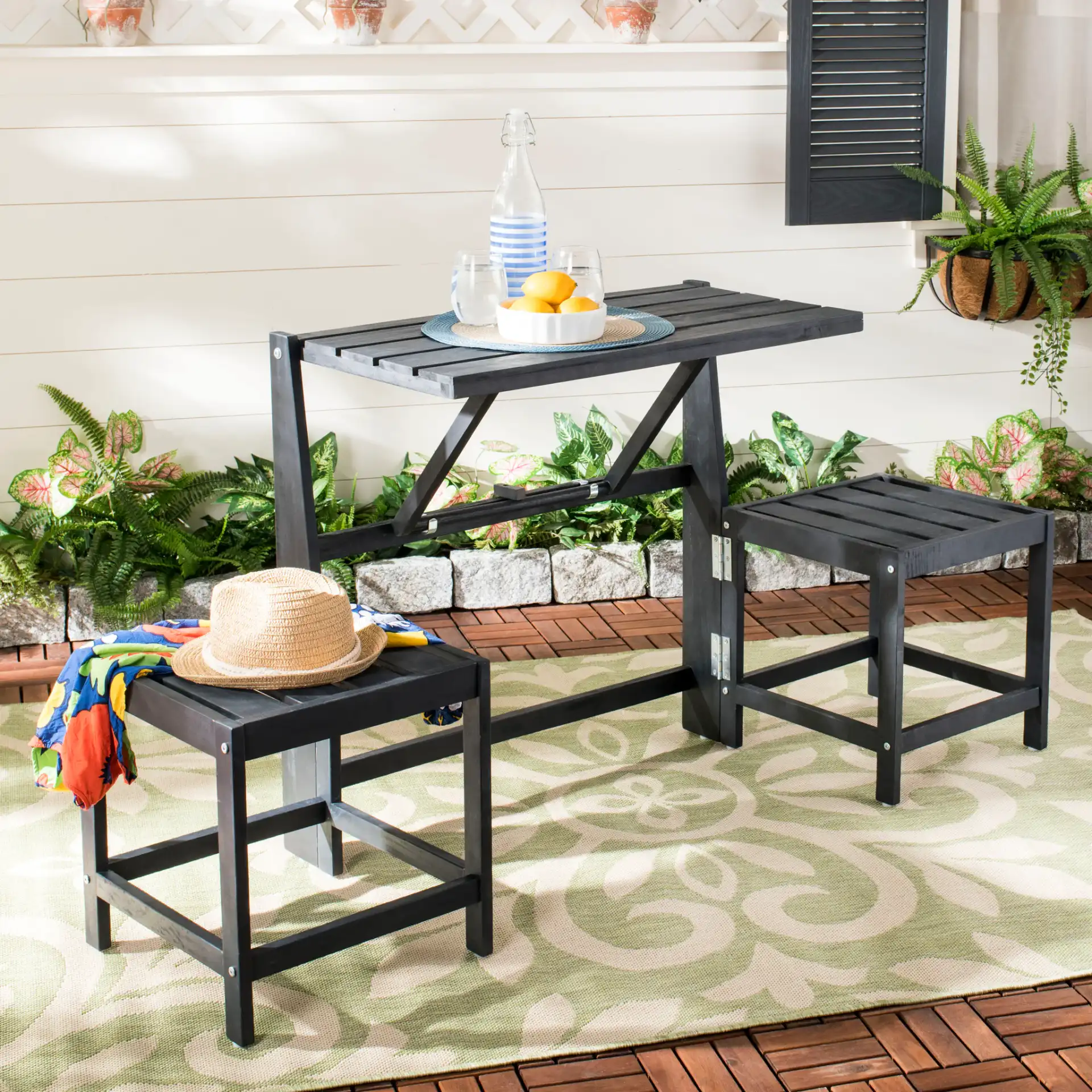Belamy Transformer Bench in Dark Slate Gray, detail view