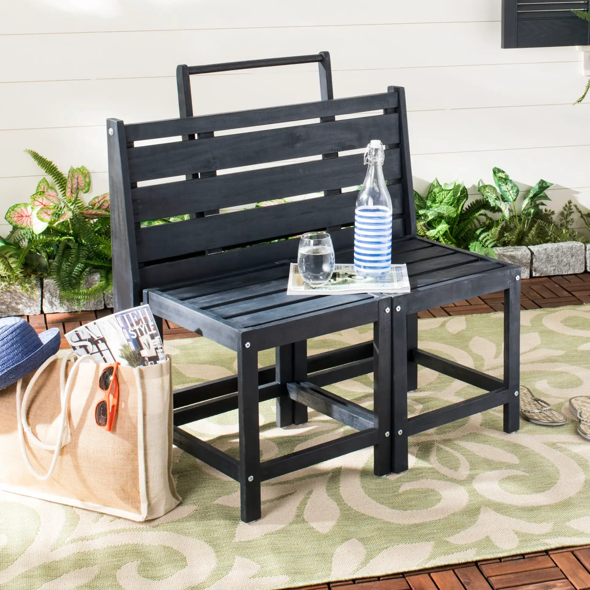 Belamy Transformer Bench in Dark Slate Gray in a styled room