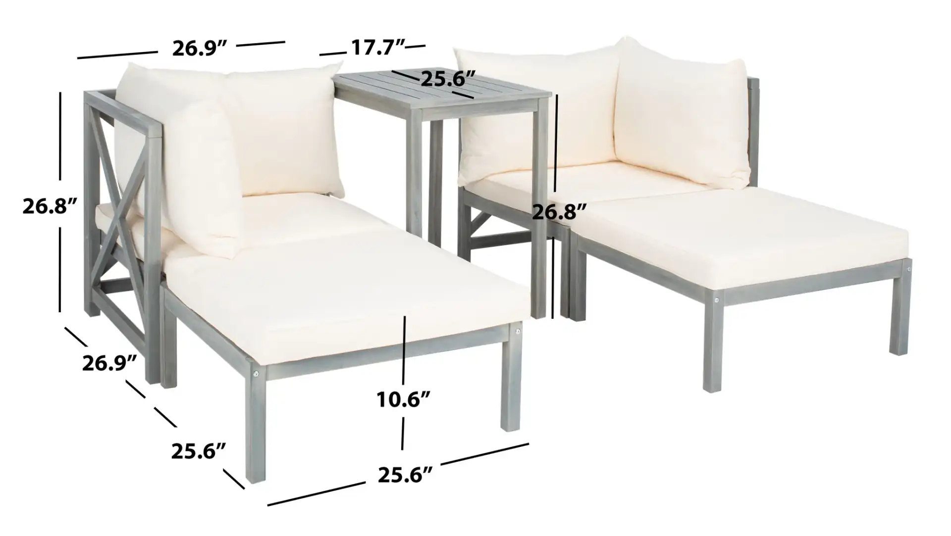 Ronson Five-Piece Sectional Set in Ash Gray / Beige, detail view