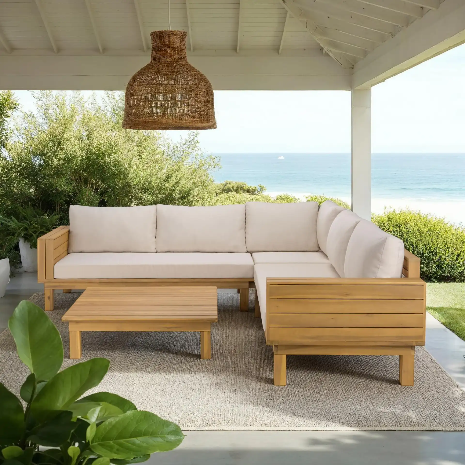 Napoli Sofa in Oak / Cream in a styled room