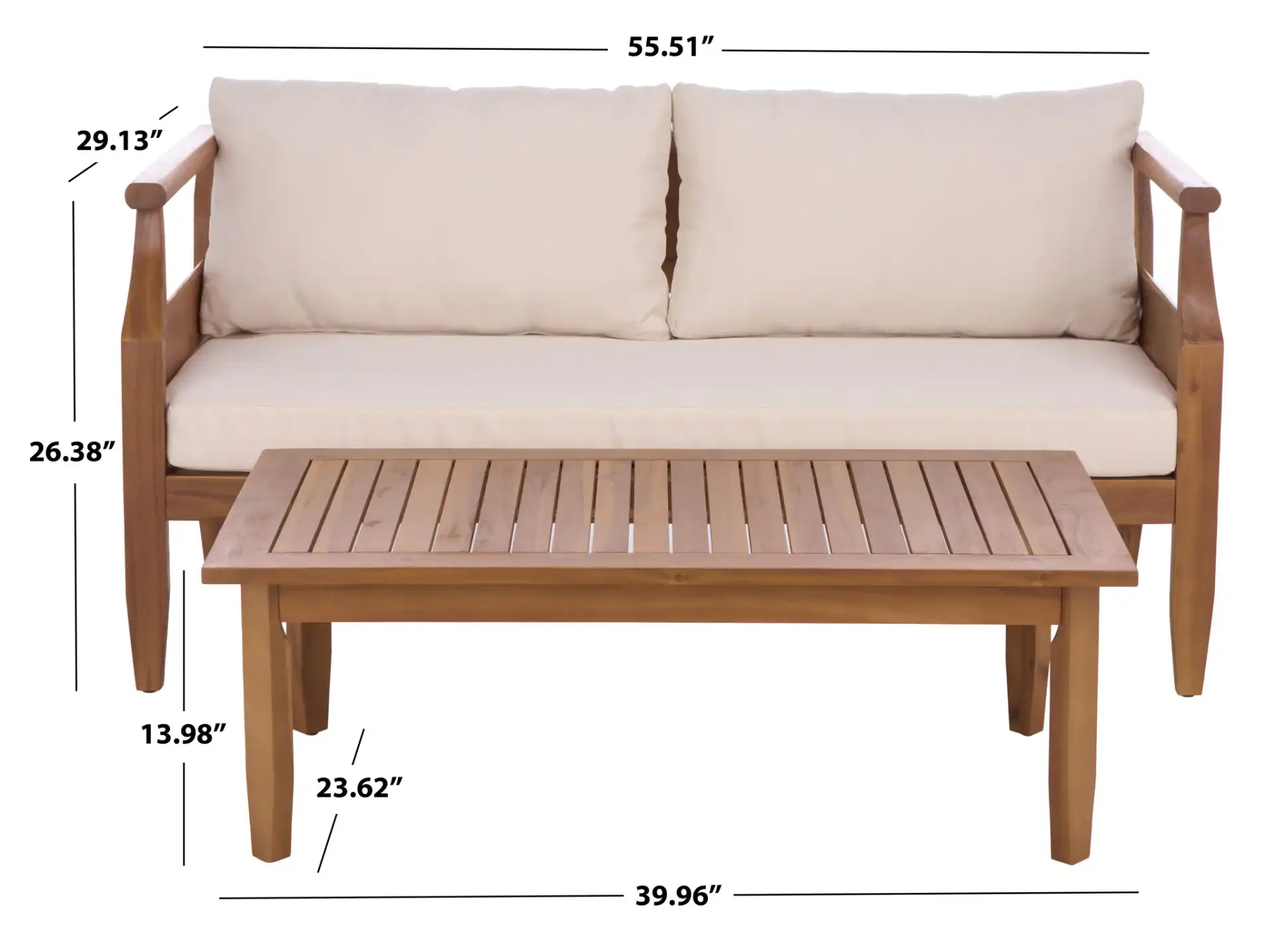 Alta Bench And Table in Teak Brown / Cream, detail view