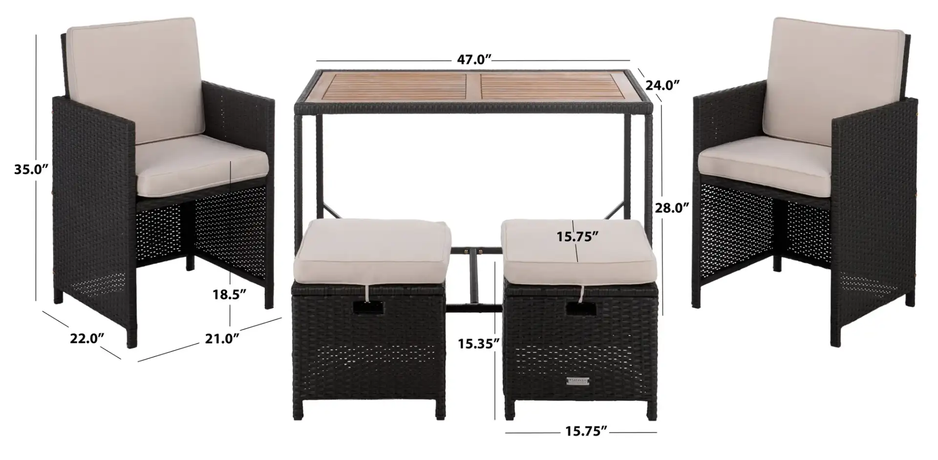 Teller Dining Set in Black / Gray, detail view