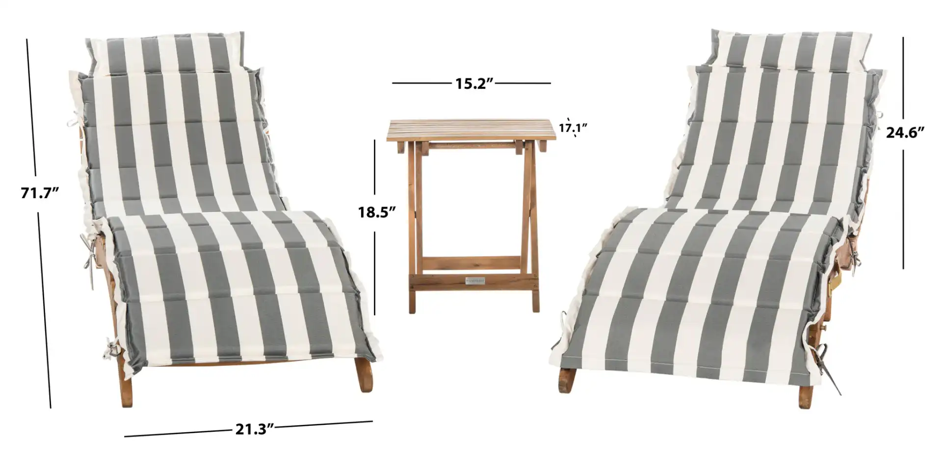 Pacifica Three-Piece Lounge Set in Natural / Gray Stripe, detail view