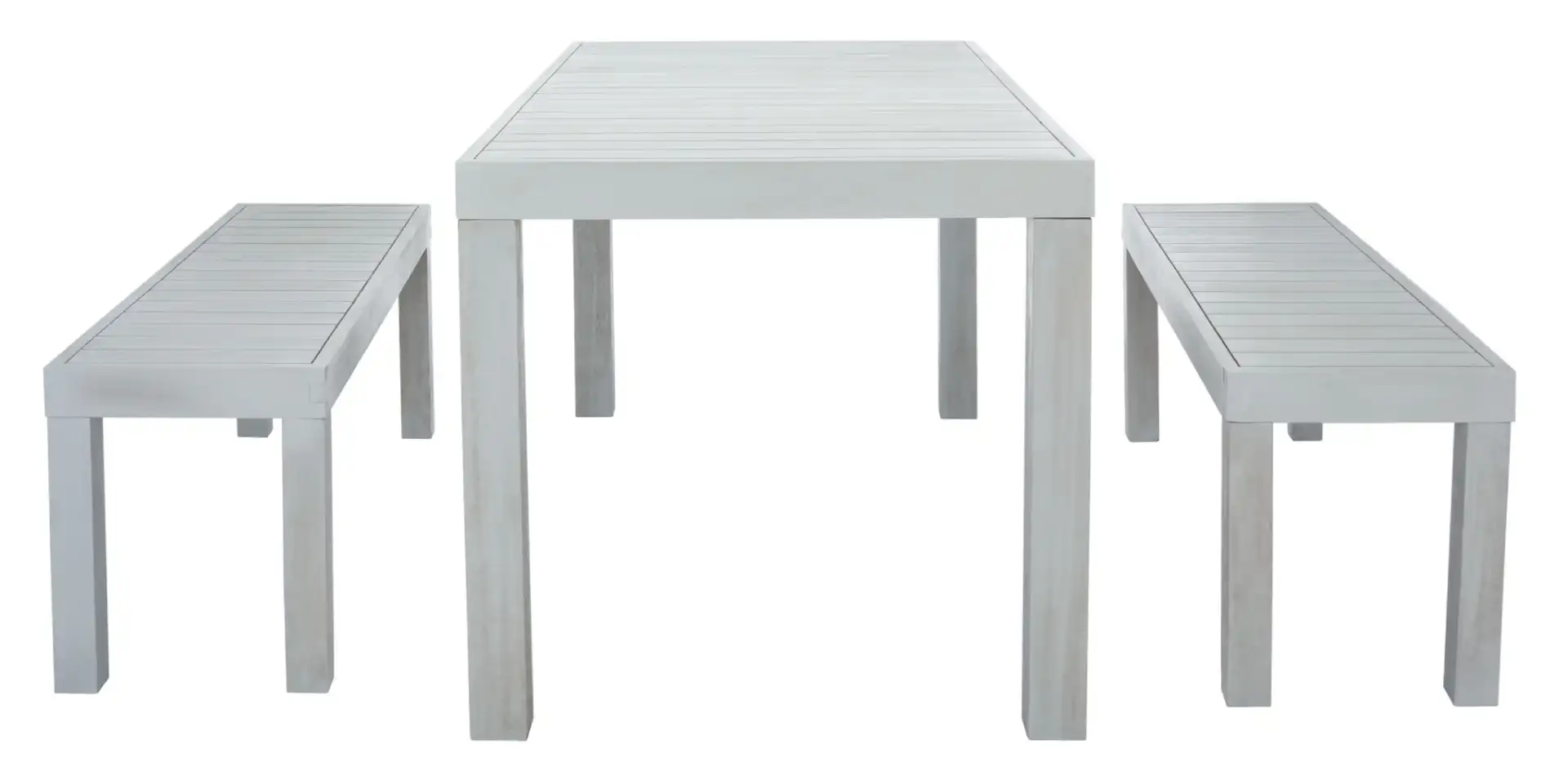 Dario Three-Piece Set With Two Benches in Gray