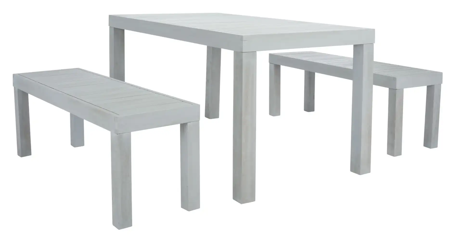 Dario Three-Piece Set With Two Benches in Gray, detail view