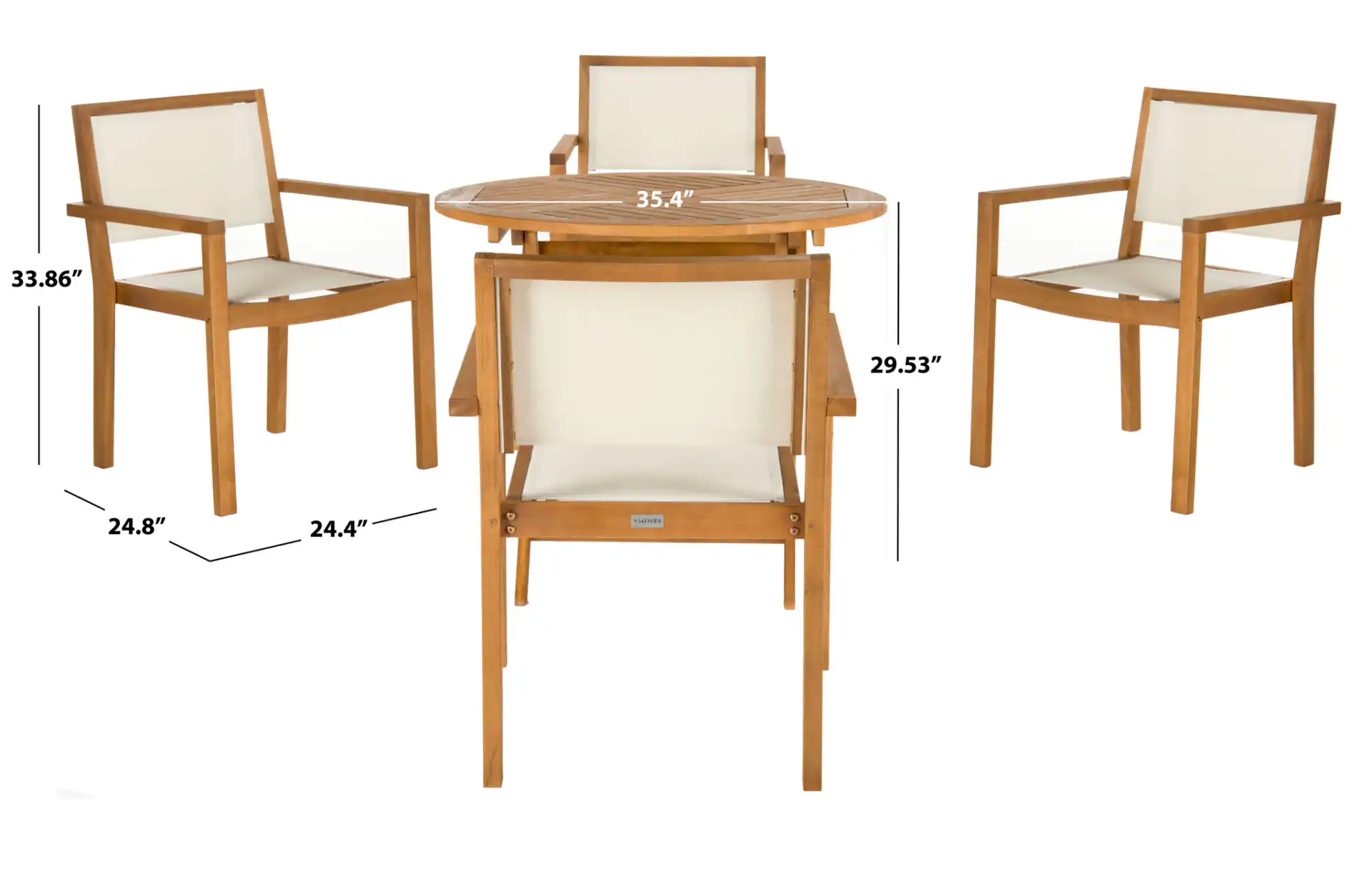 Chante Round Table Five-Piece Set in Natural, detail view