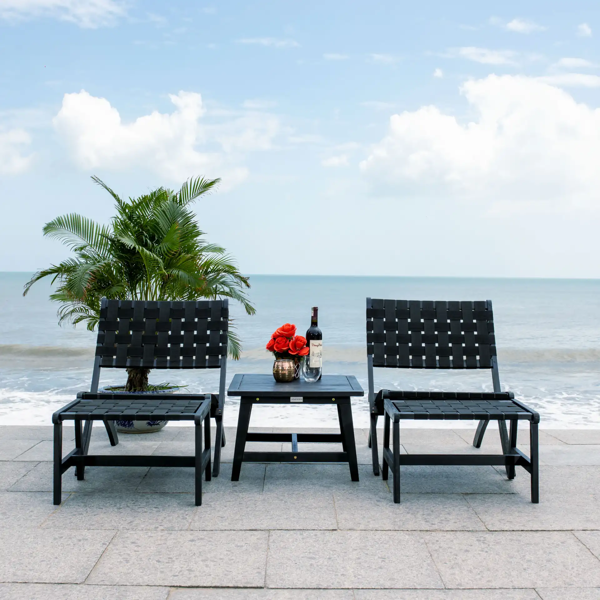 Darryl Five-Piece Living Set in Black in a styled room