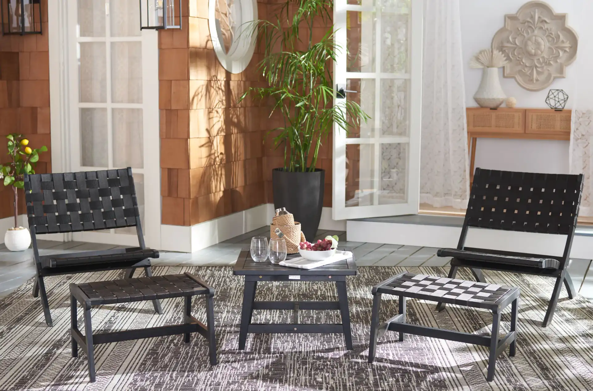 Darryl Five-Piece Living Set in Black in a styled room