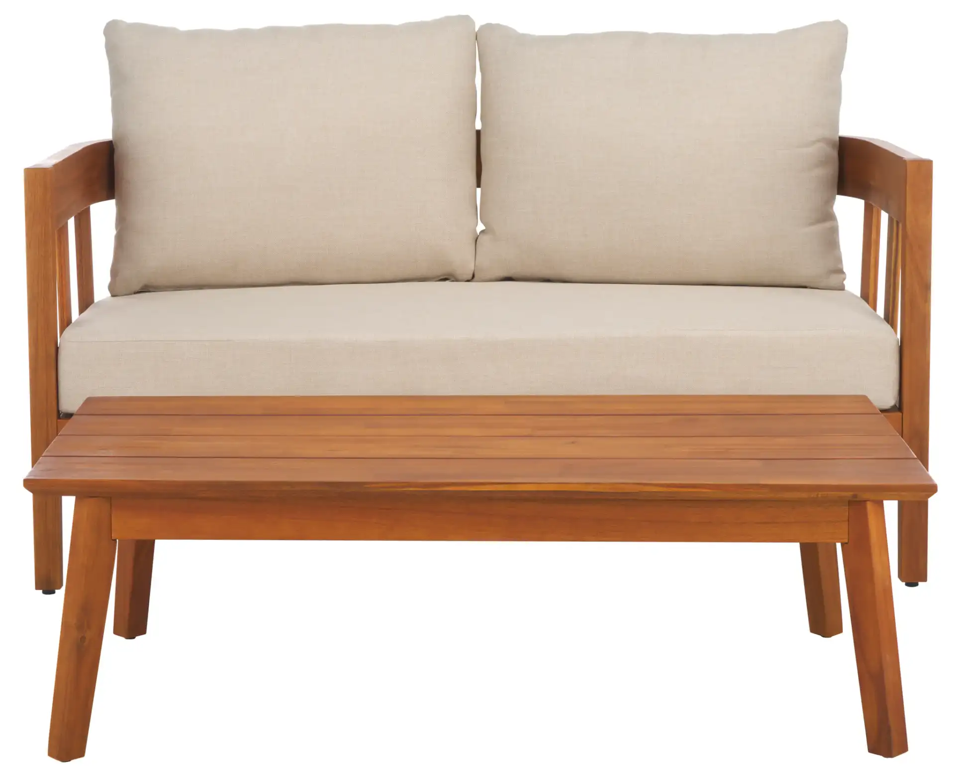 Owen Two-Piece Bench And Table Set in Natural / Taupe