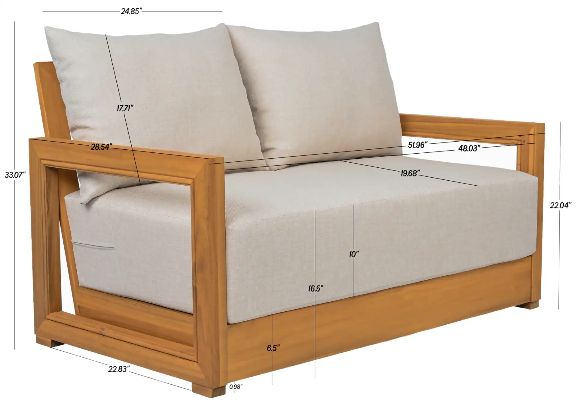 Jackson Two-Seat Sofa in Natural / Taupe, detail view