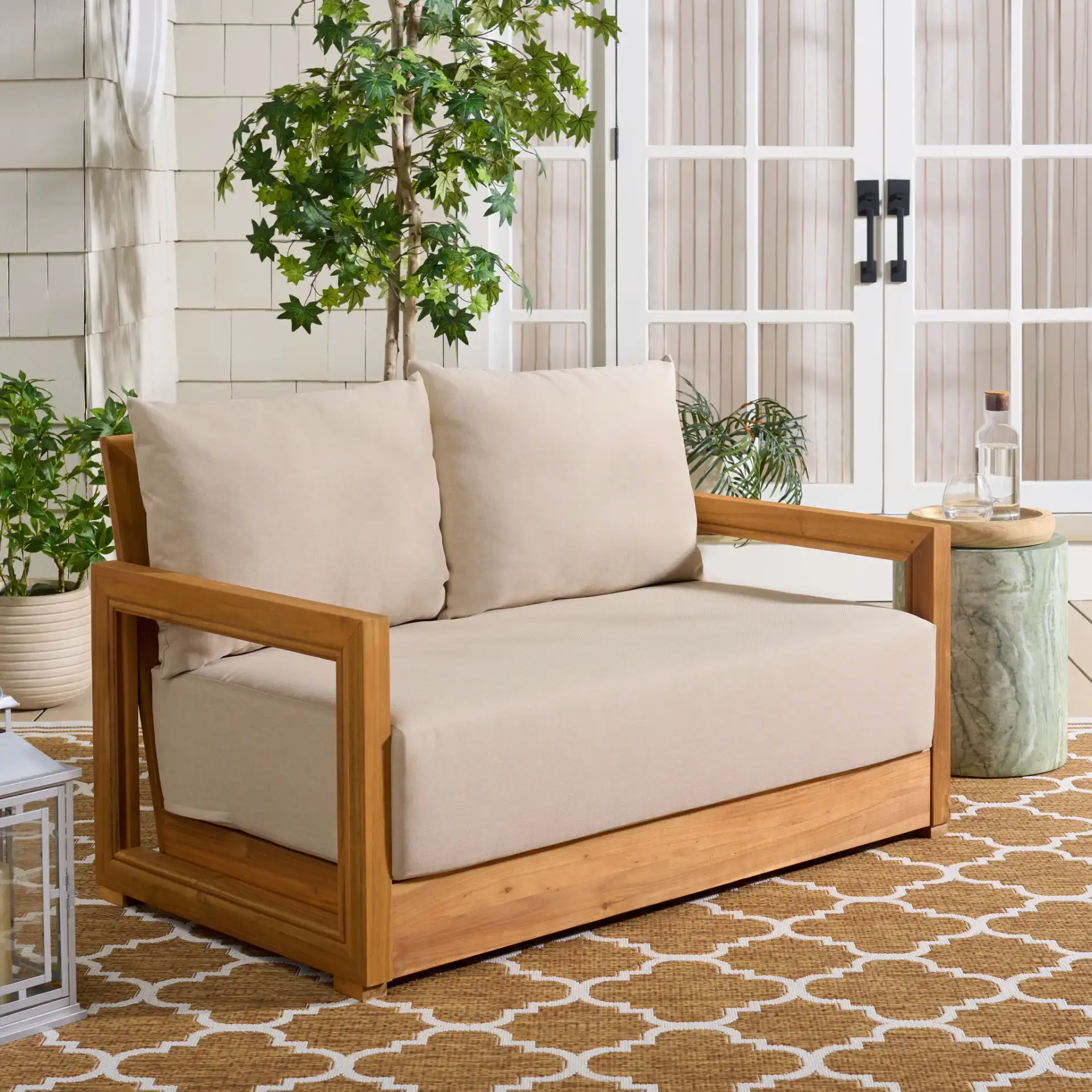 Jackson Two-Seat Sofa in Natural / Taupe in a styled room