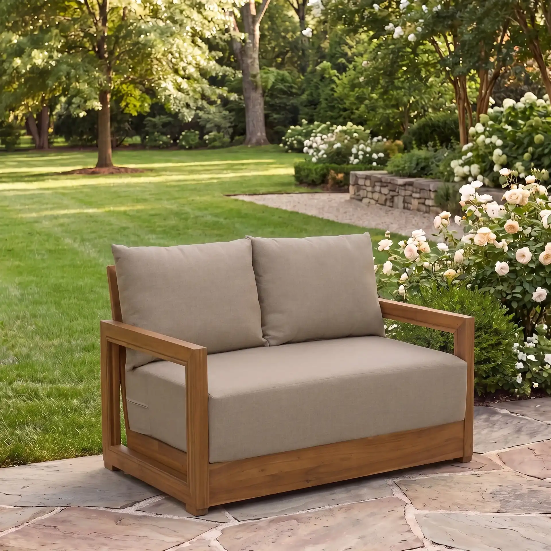 Jackson Two-Seat Sofa in Natural / Taupe in a styled room