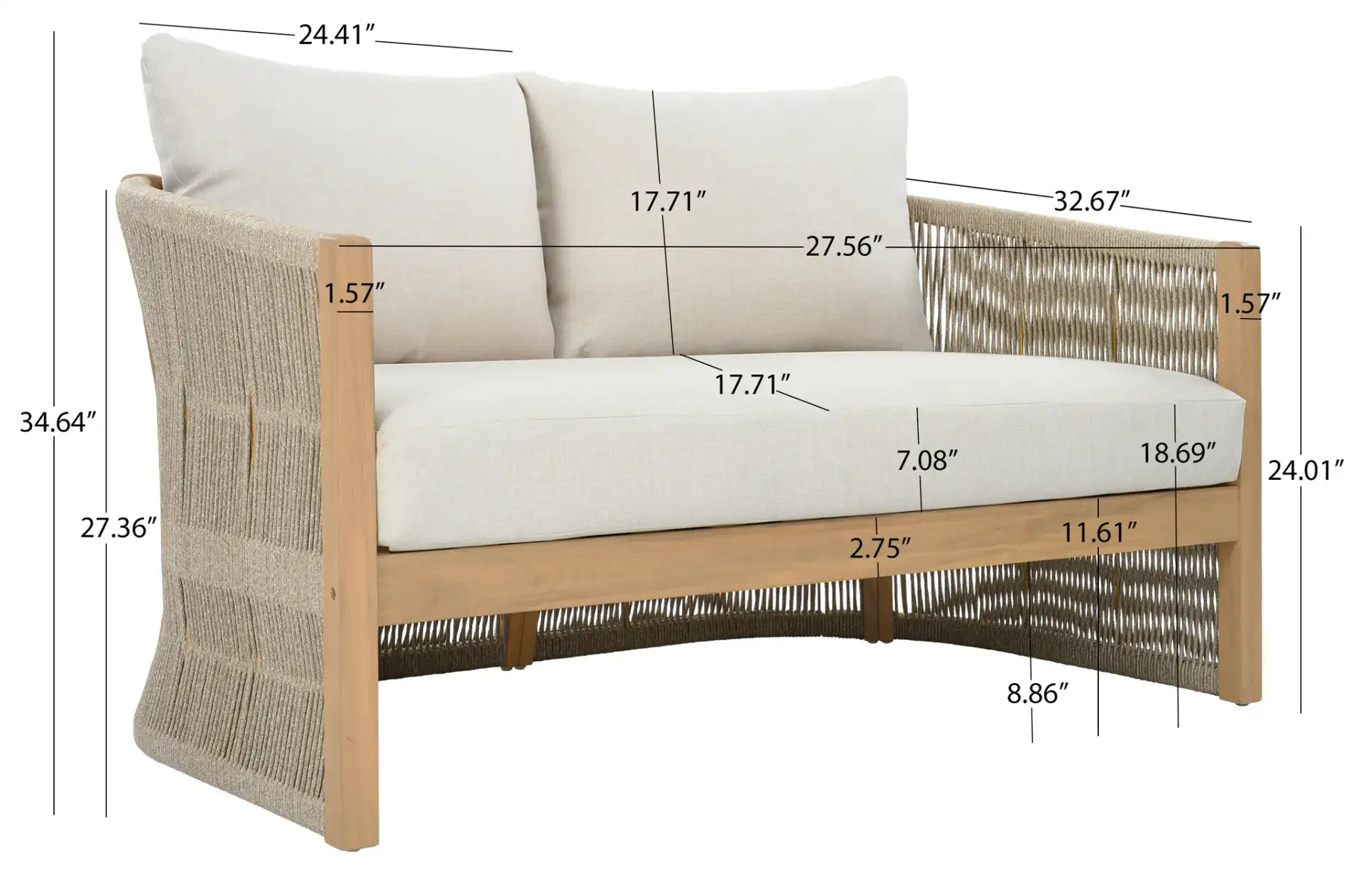 Bella Sofa in Oak / Taupe, detail view
