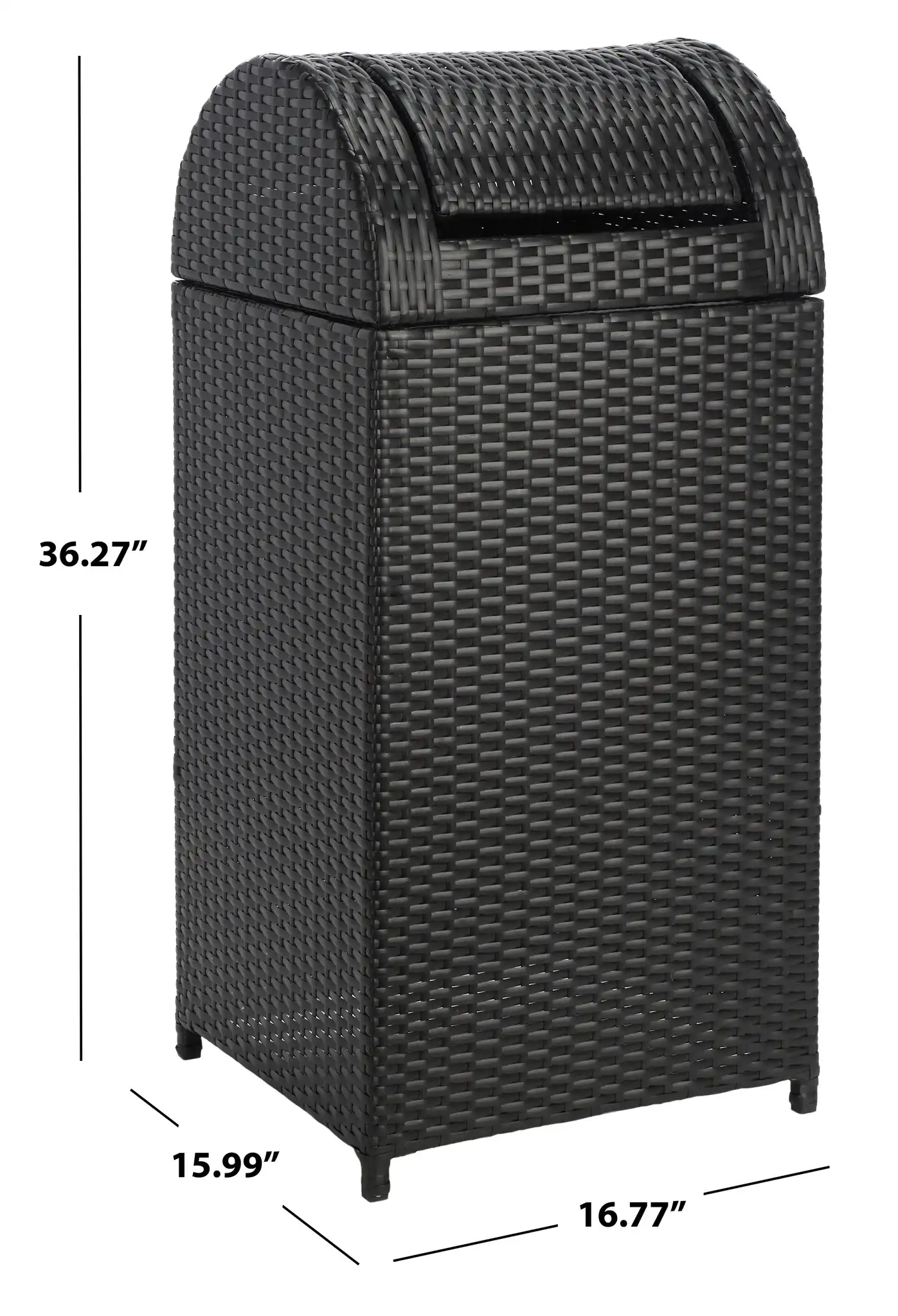 Serapis Trash Bin in Black, detail view