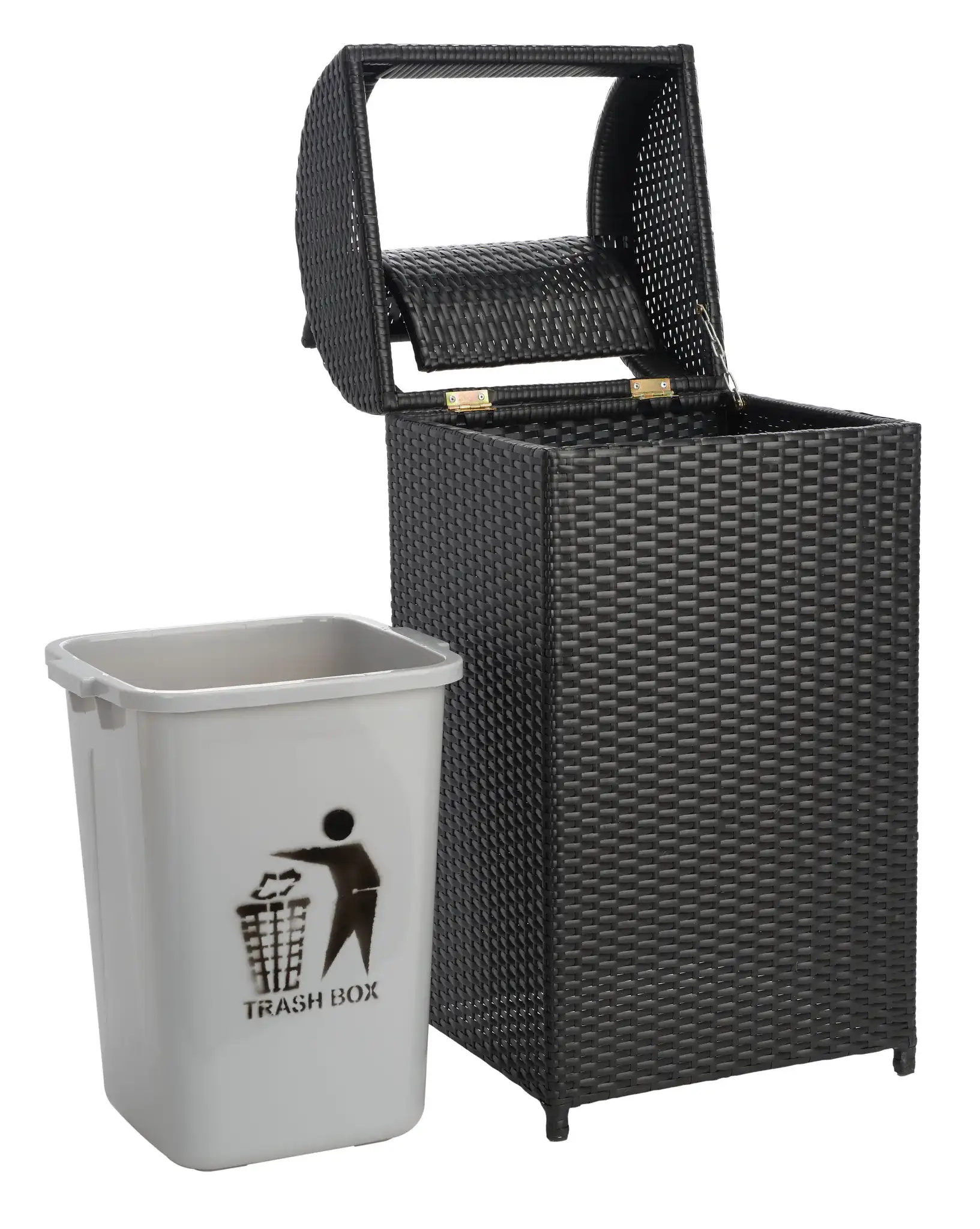 Serapis Trash Bin in Black, detail view