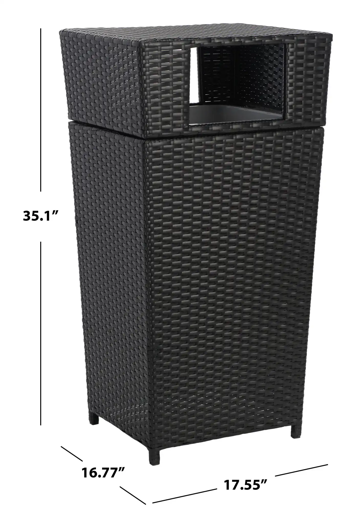Mazeli Trash Bin in Black, detail view