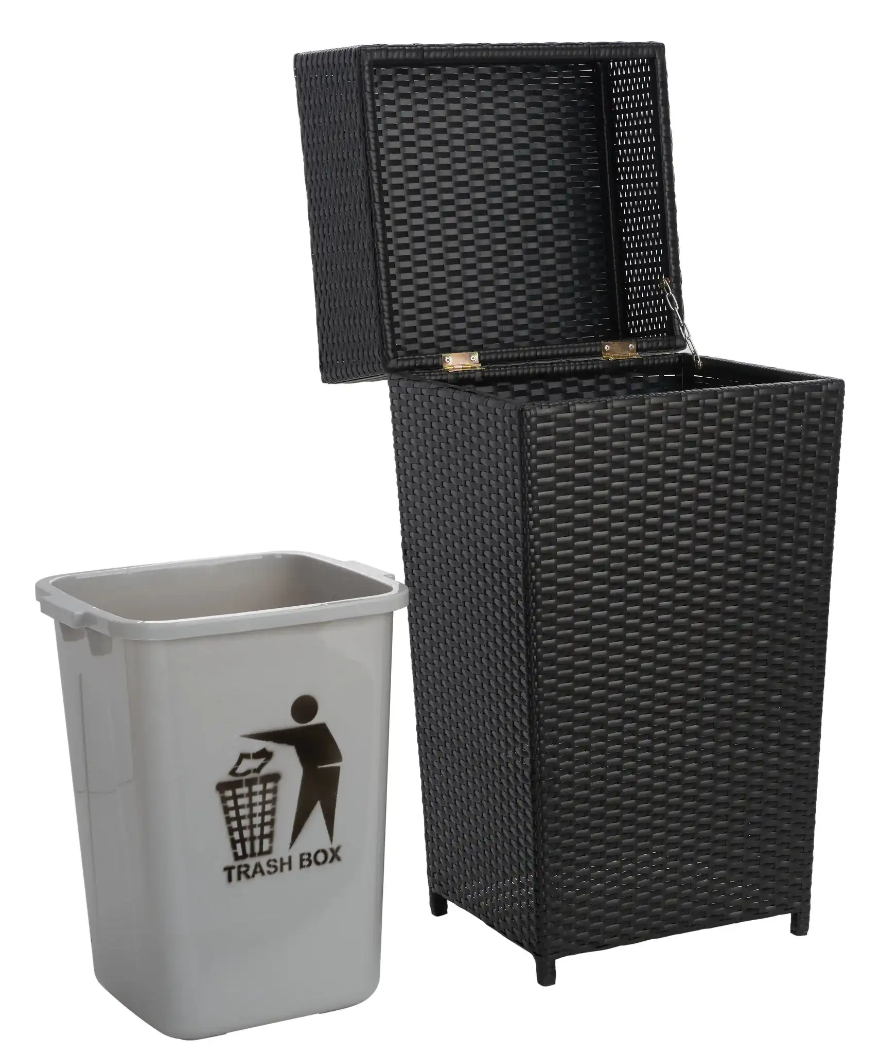 Mazeli Trash Bin in Black, detail view