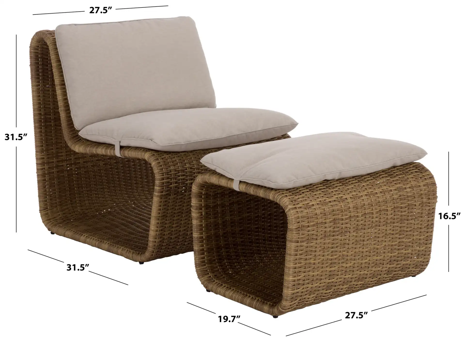 Drew Two-Piece Lounge Set in Natural / Taupe, detail view
