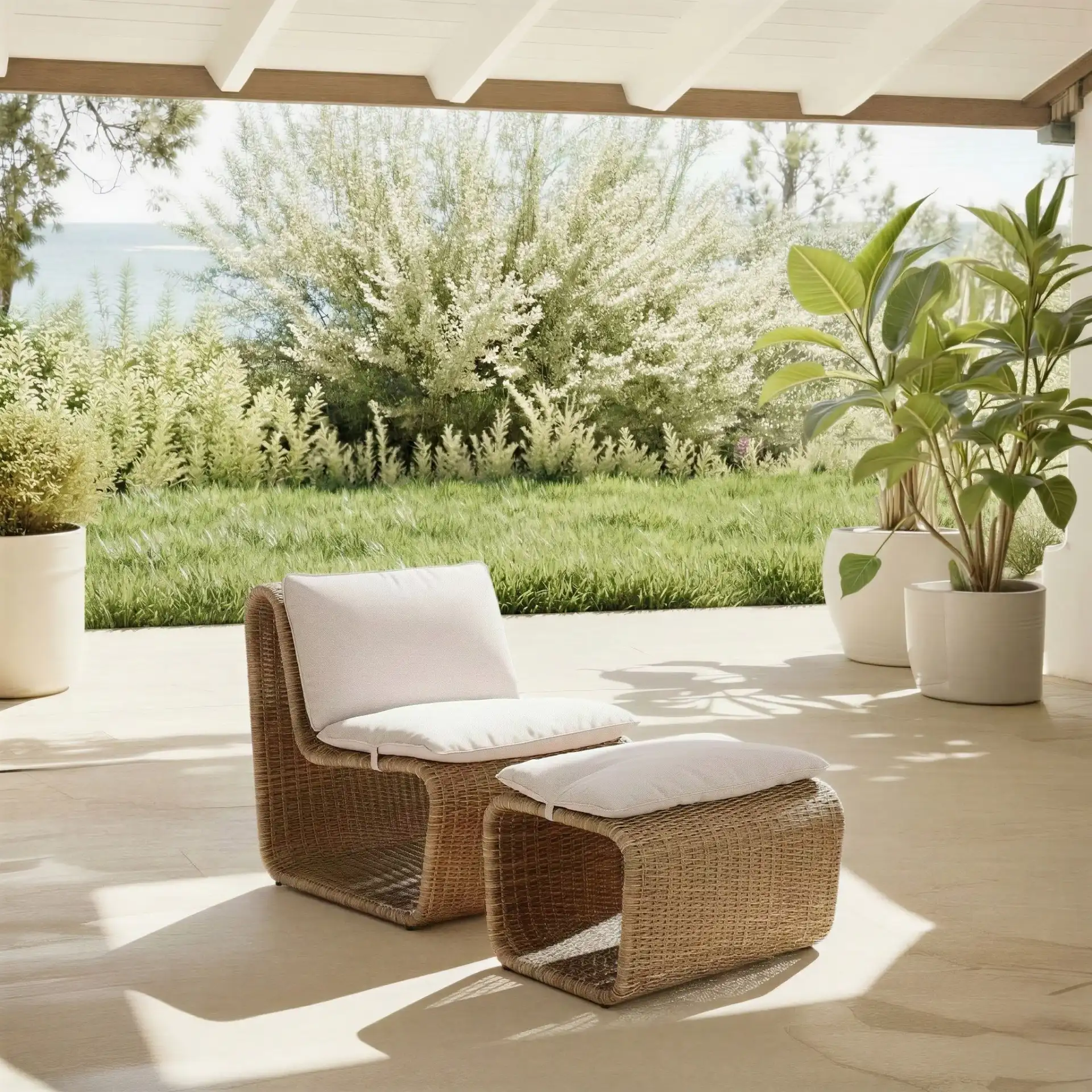 Drew Two-Piece Lounge Set in Natural / Taupe in a styled room