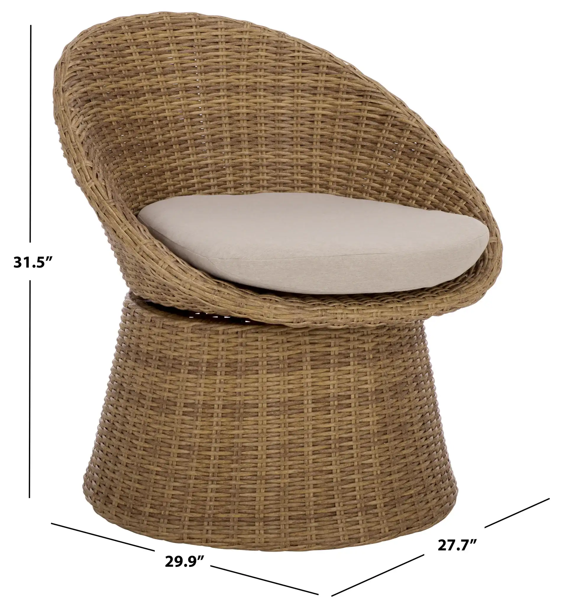 Drew Swivel Chair in Natural / Taupe, detail view