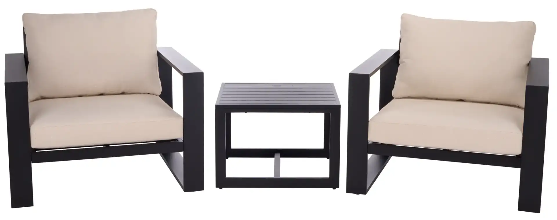 Fash Three-Piece Living Set in Black / Taupe