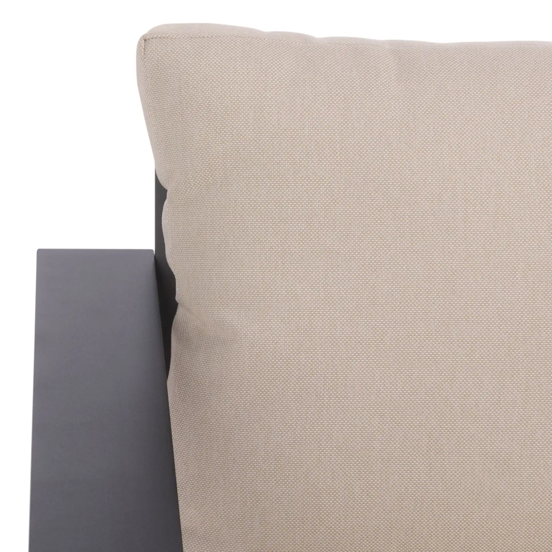 Fash Aluminum Sofa in Black / Taupe in a styled room