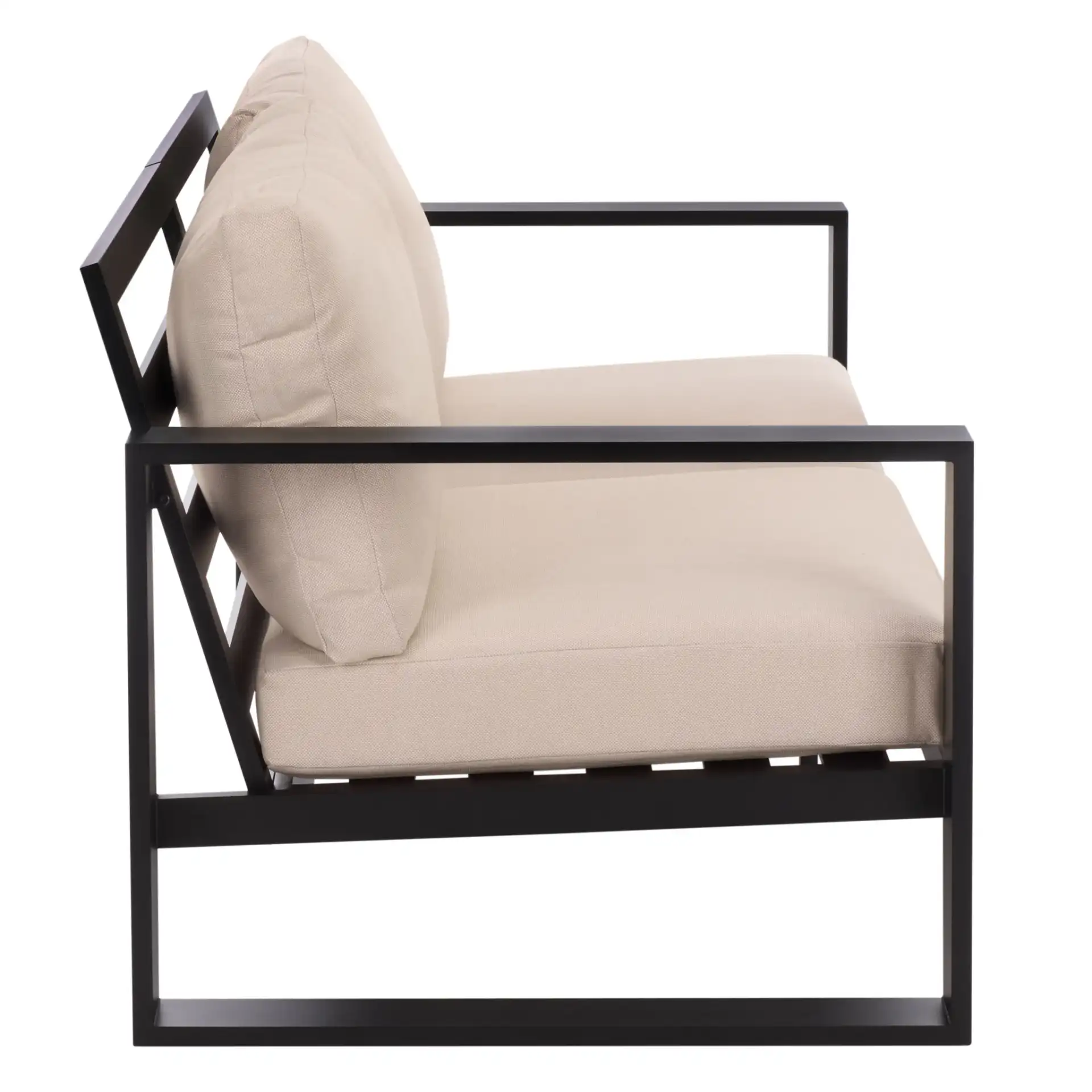 Fash Aluminum Sofa in Black / Taupe, detail view