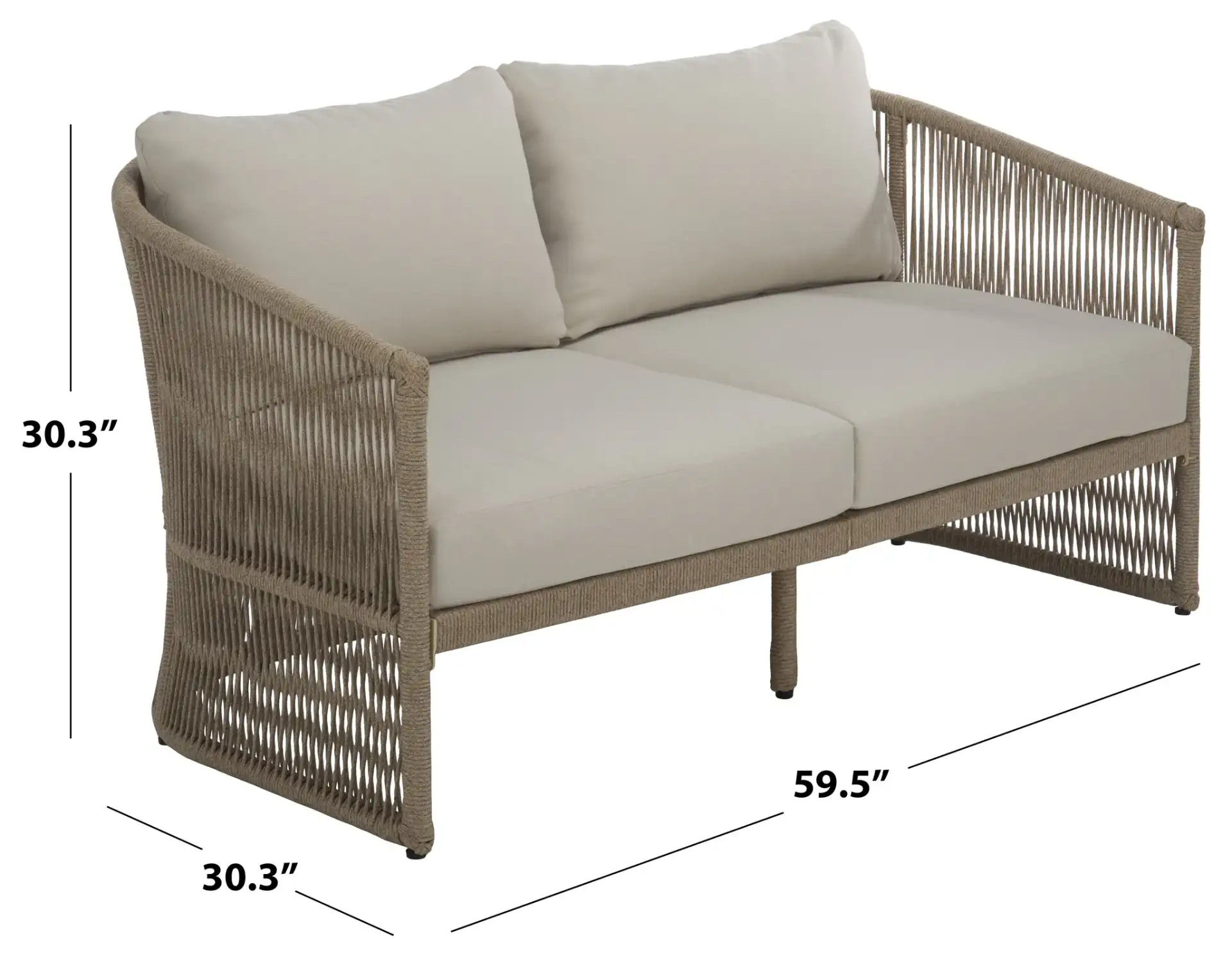 Gillian Loveseat in Heather Tan / Ivory, detail view