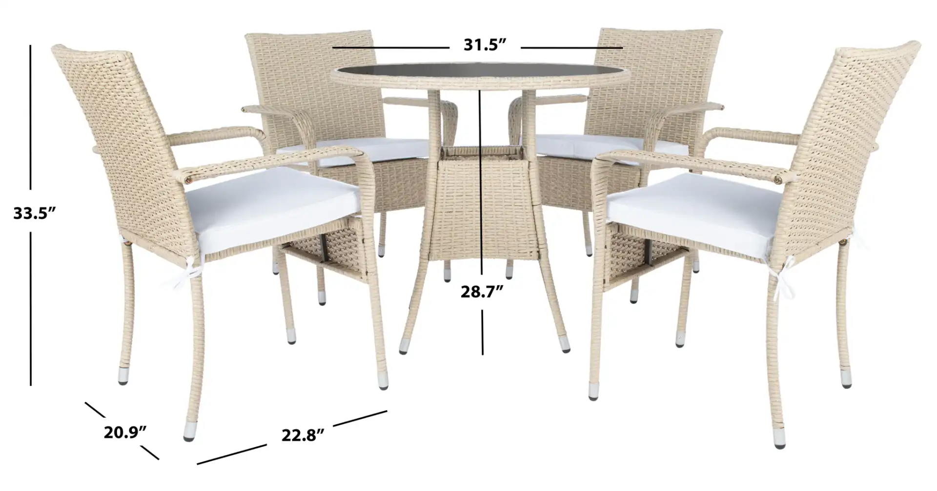 Laina Five-Piece Dining Set in Beige / White, detail view