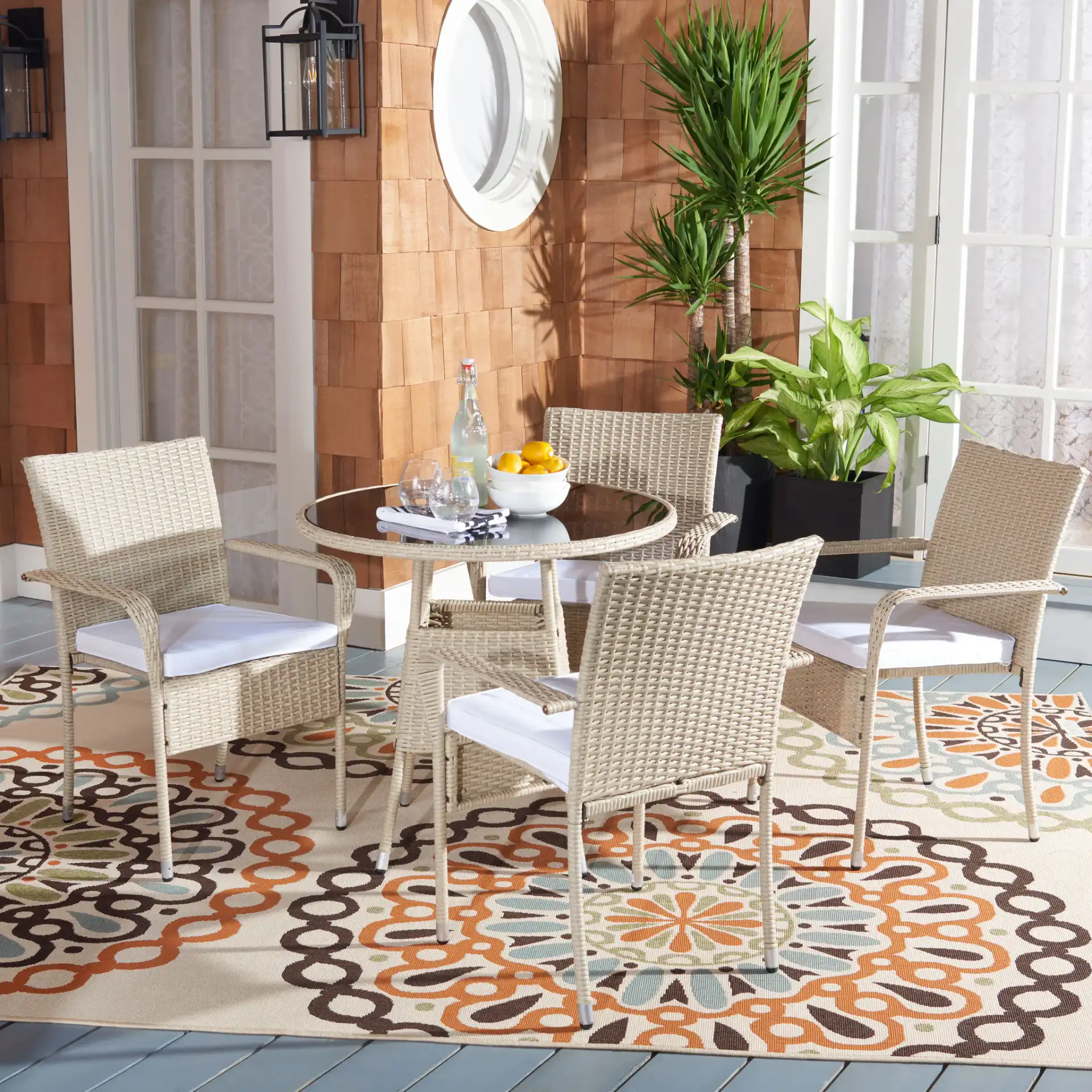 Laina Five-Piece Dining Set in Beige / White, detail view