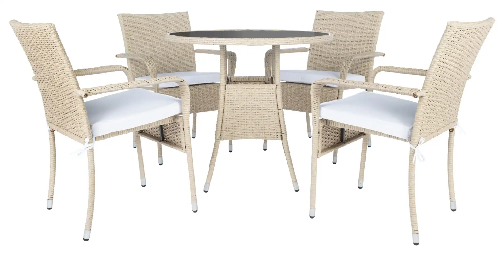Laina Five-Piece Dining Set in Beige / White, detail view